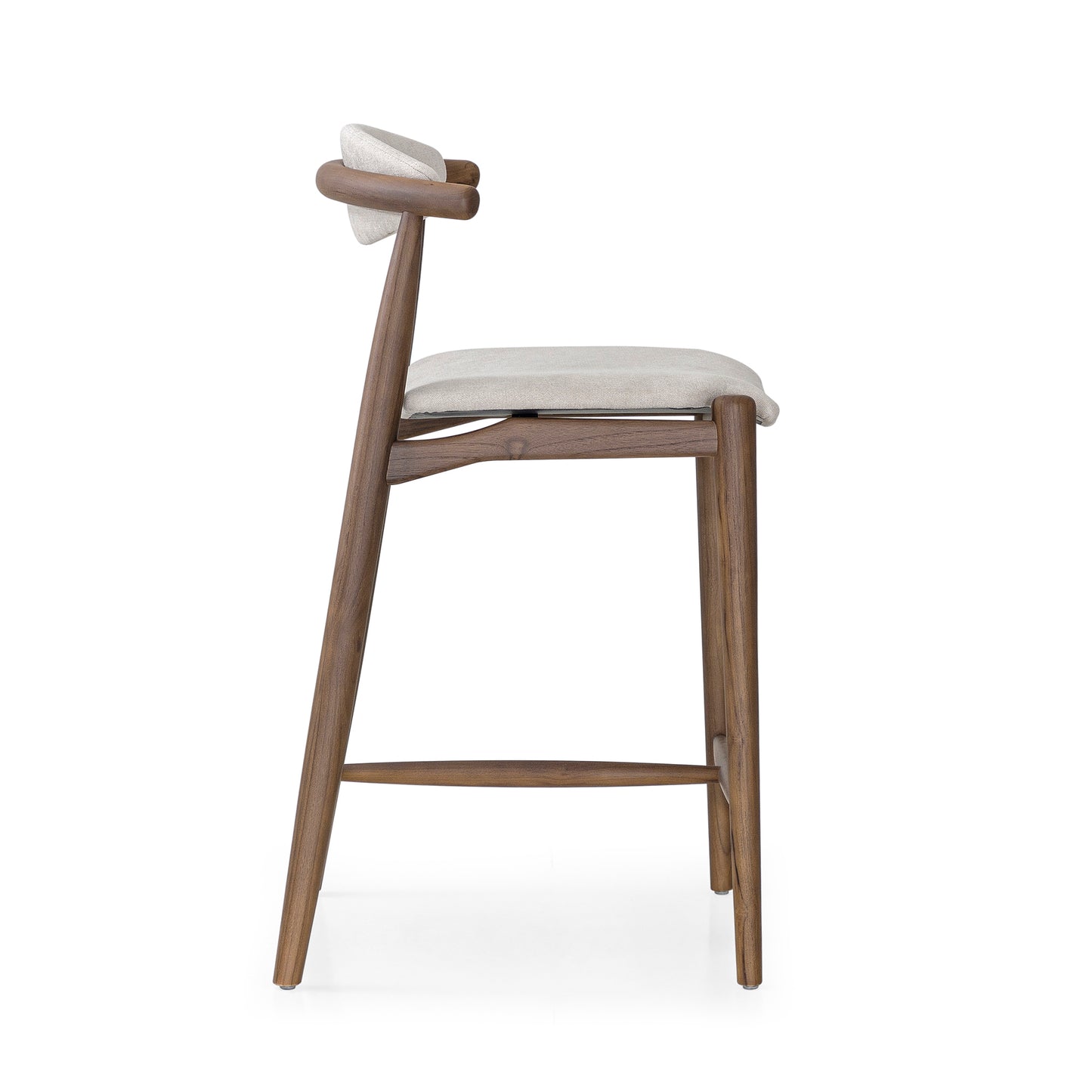 GRAIN Counter Stool in Walnut finish and Beige fabric