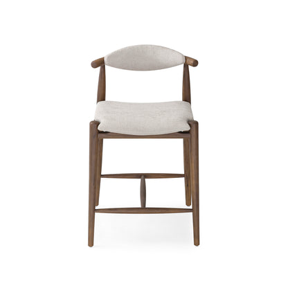 GRAIN Counter Stool in Walnut finish and Beige fabric