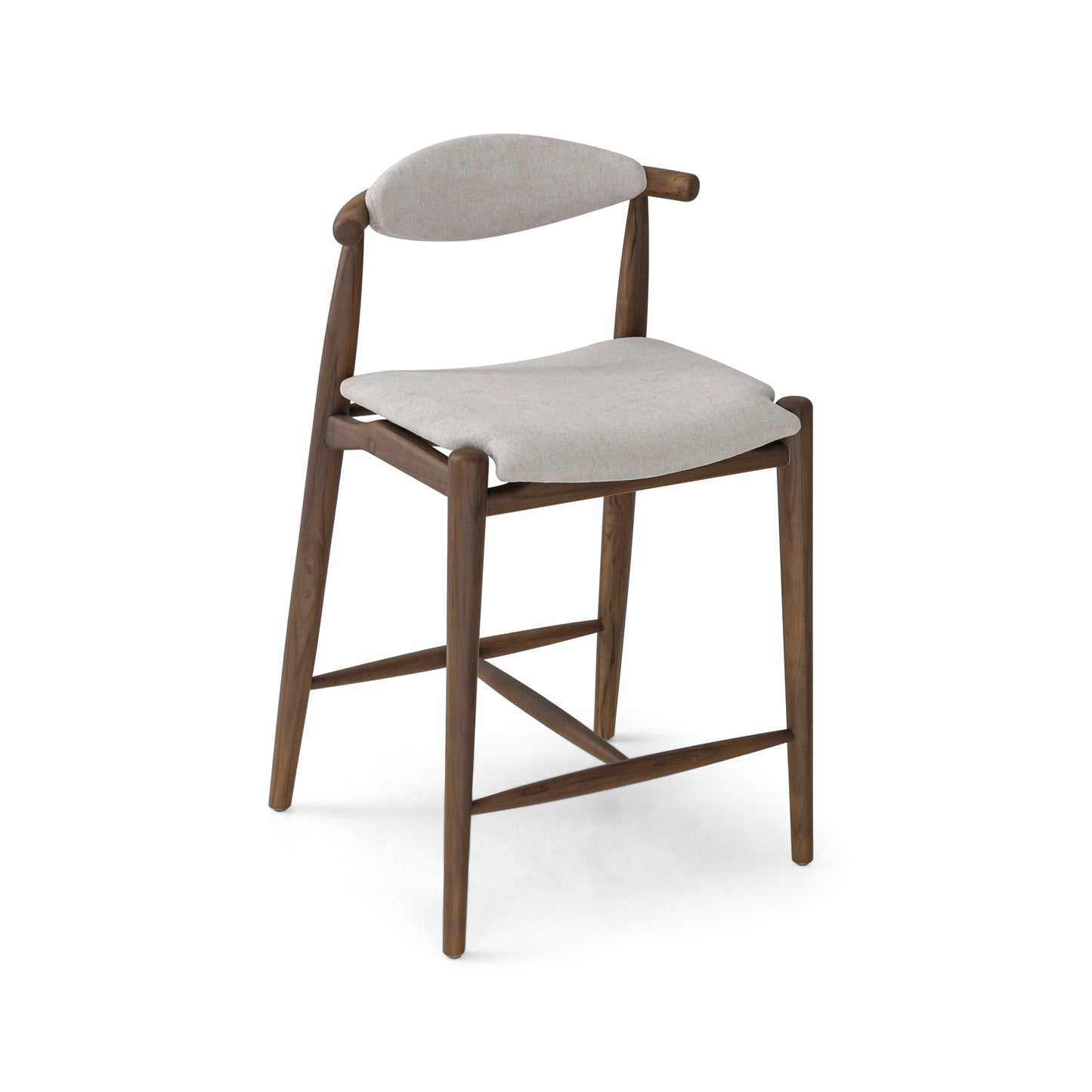 GRAIN Counter Stool in Walnut finish and Beige fabric