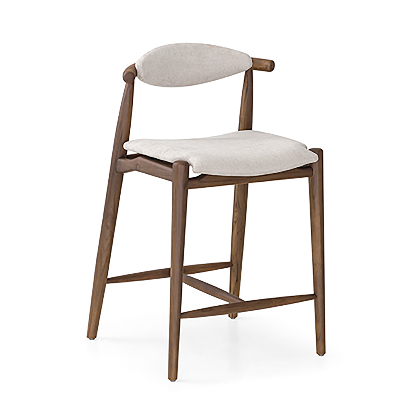 GRAIN Counter Stool in Walnut finish and Beige fabric