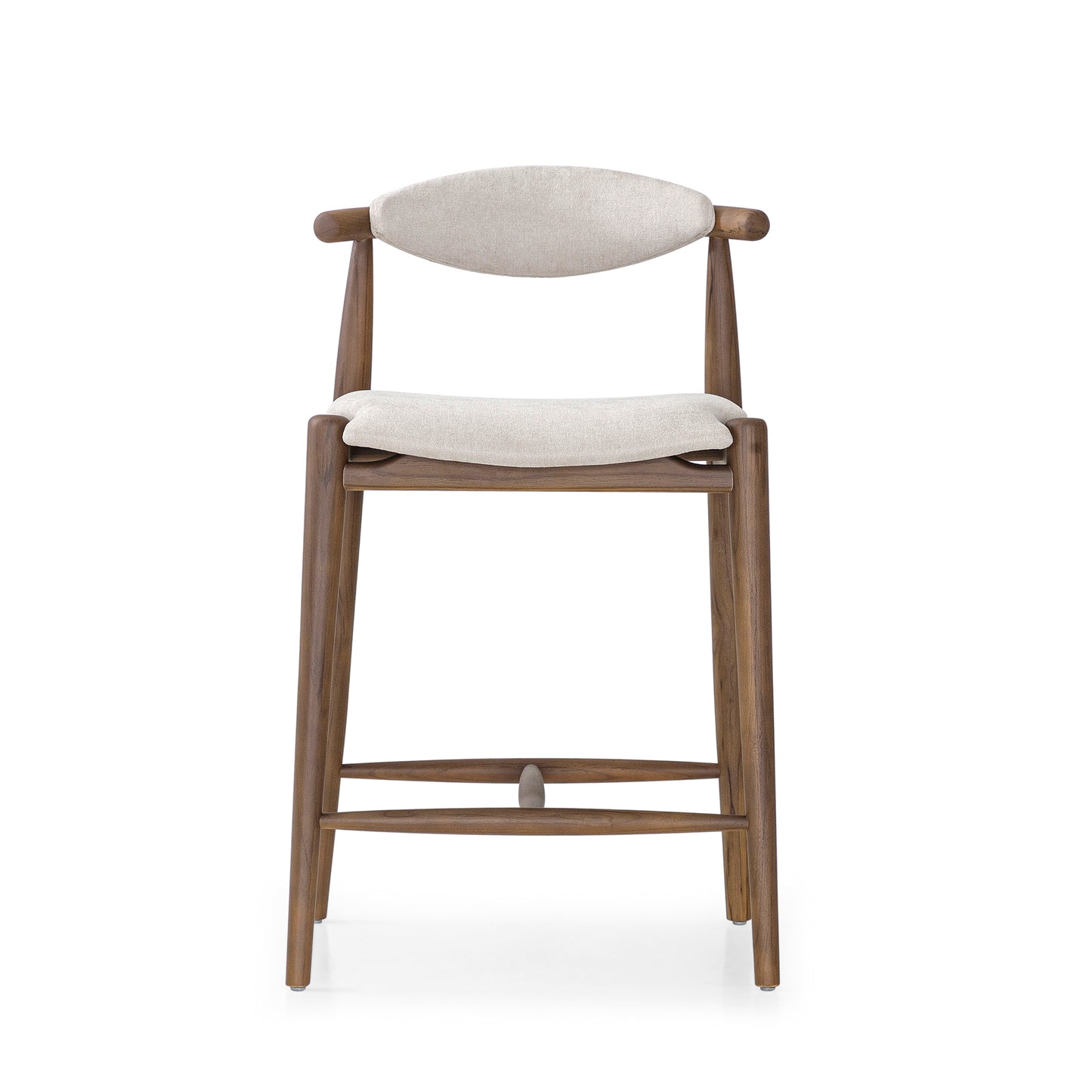 GRAIN Counter Stool in Walnut finish and Beige fabric