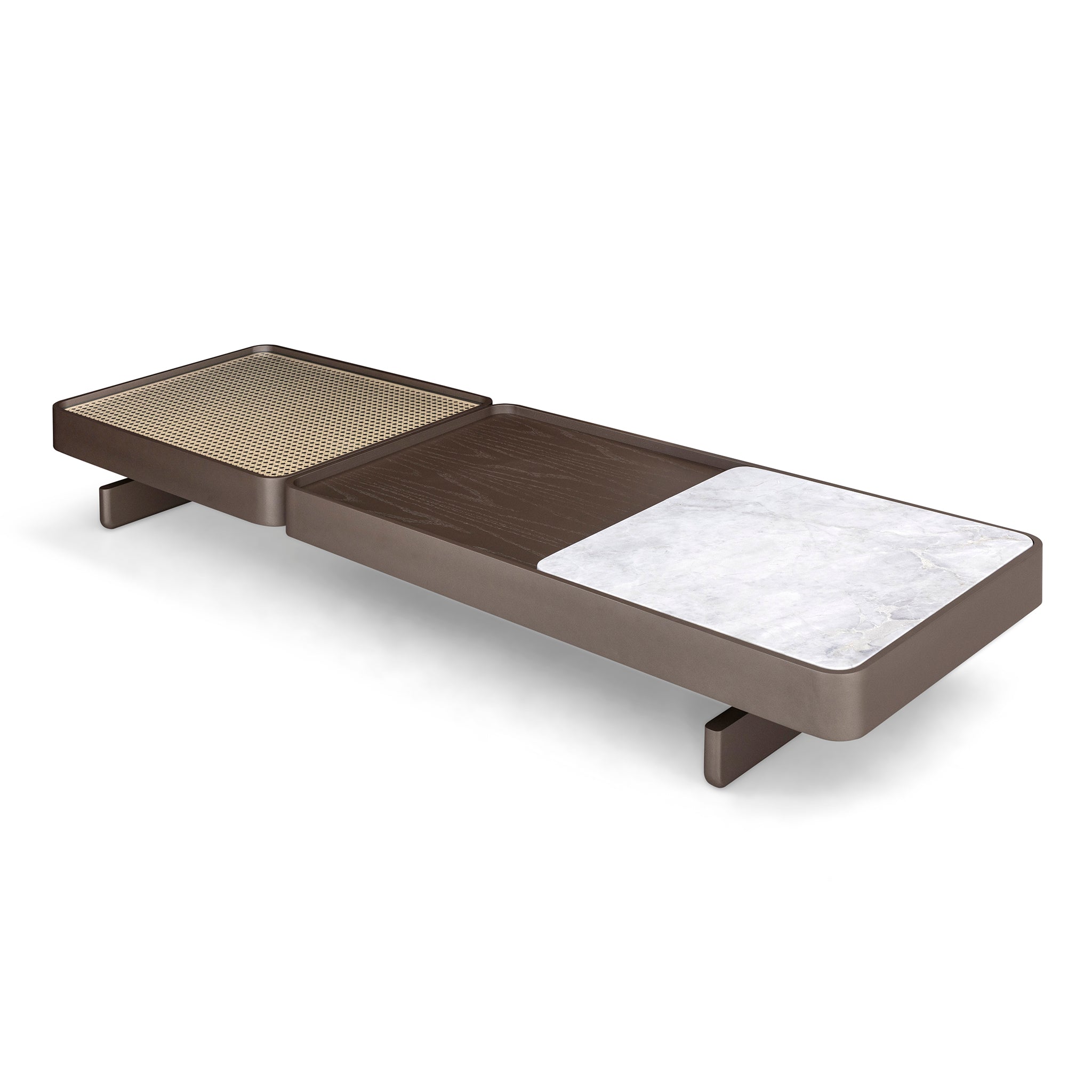 TRE Coffee Table in Chocolate and White Parana Marble
