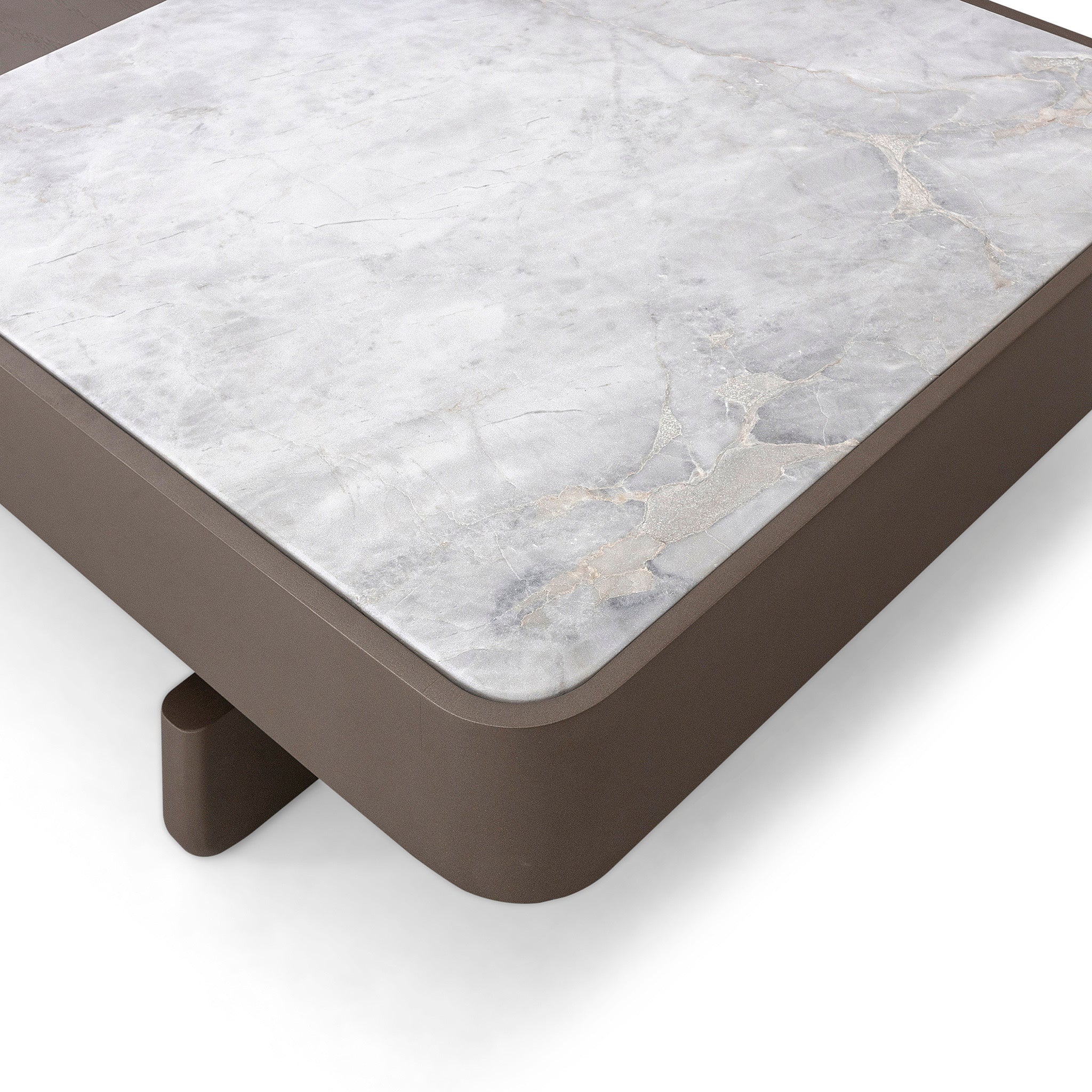 TRE Coffee Table in Chocolate and White Parana Marble
