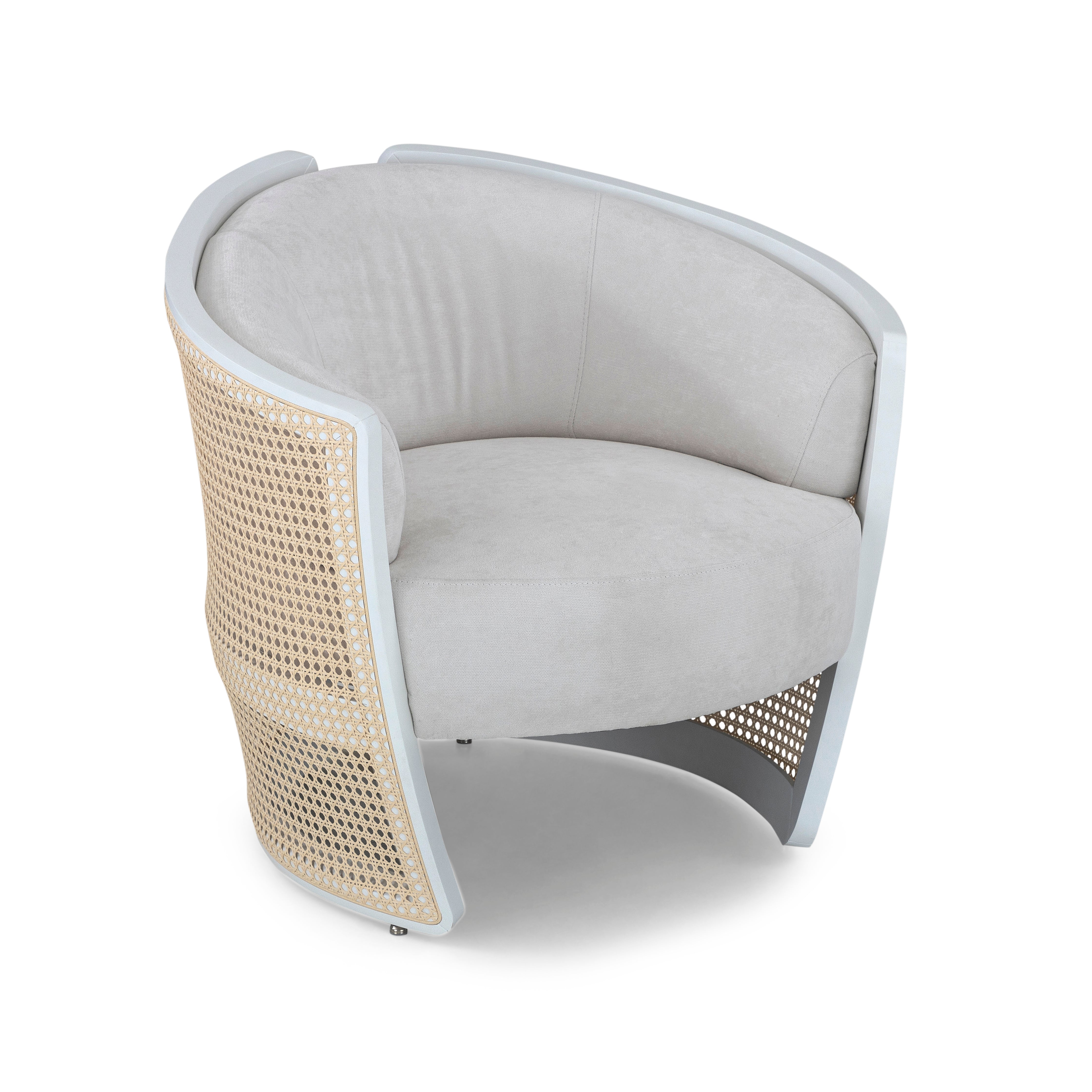 LIRIO Armchair In White and White Fabric