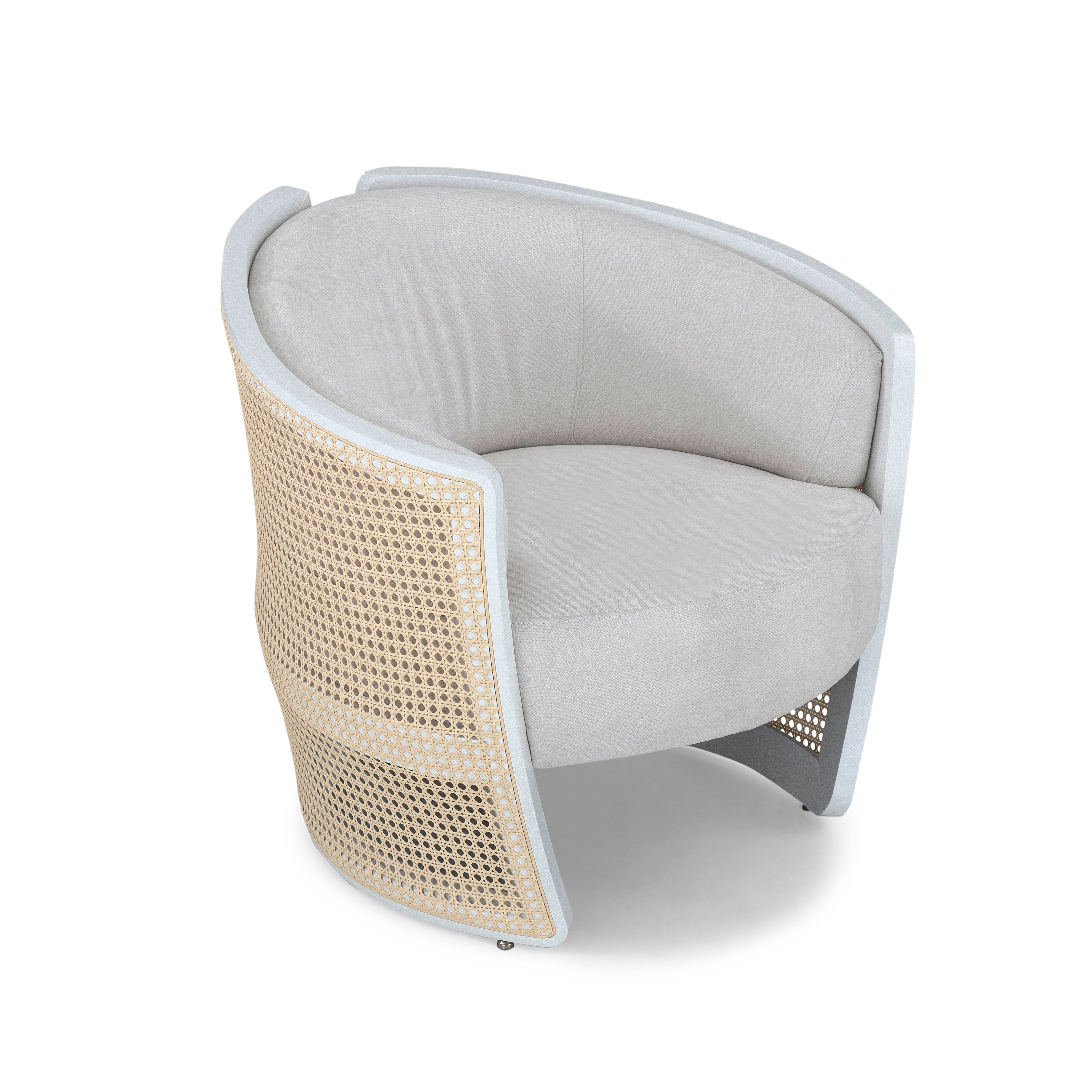 LIRIO Armchair In White and White Fabric