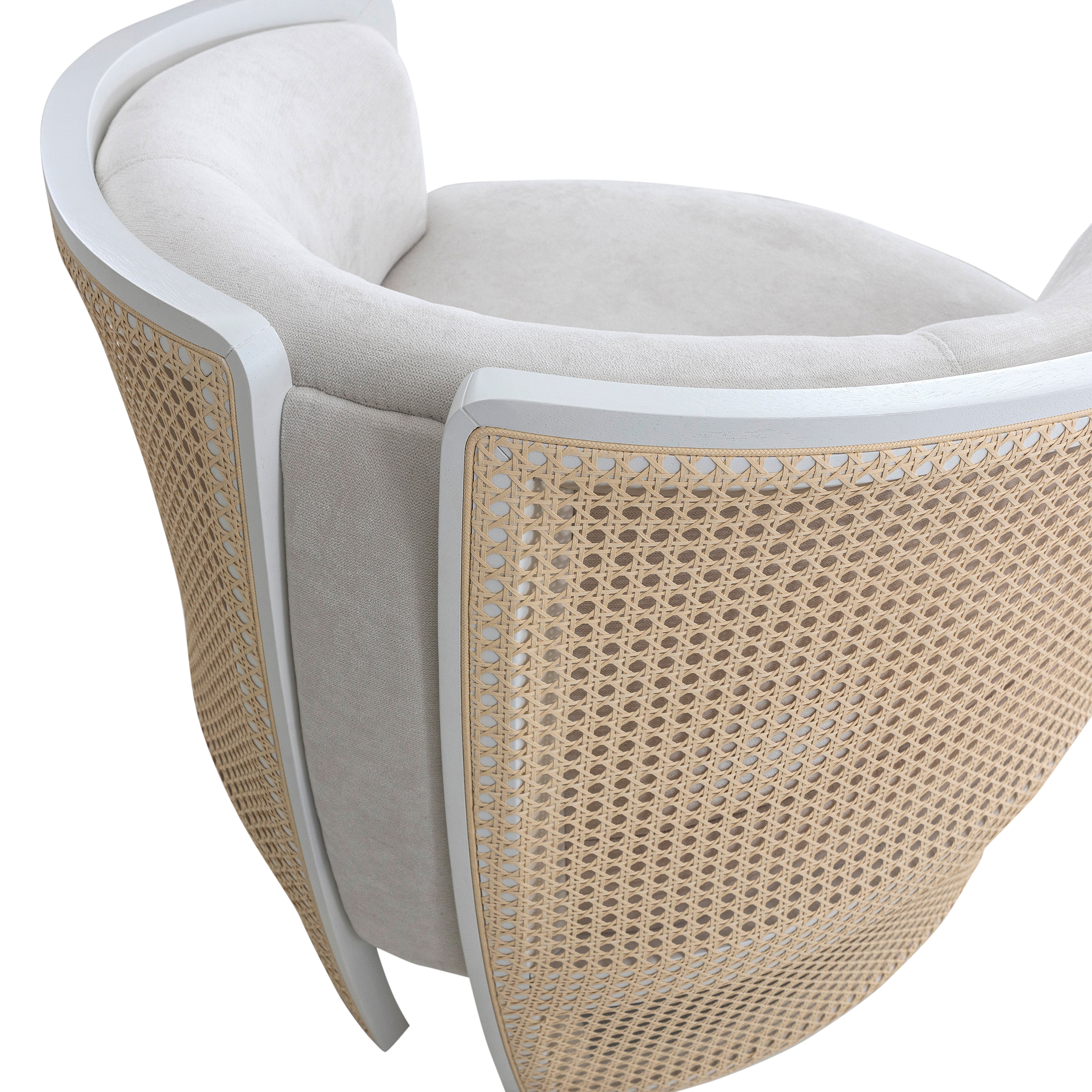 LIRIO Armchair In White and White Fabric