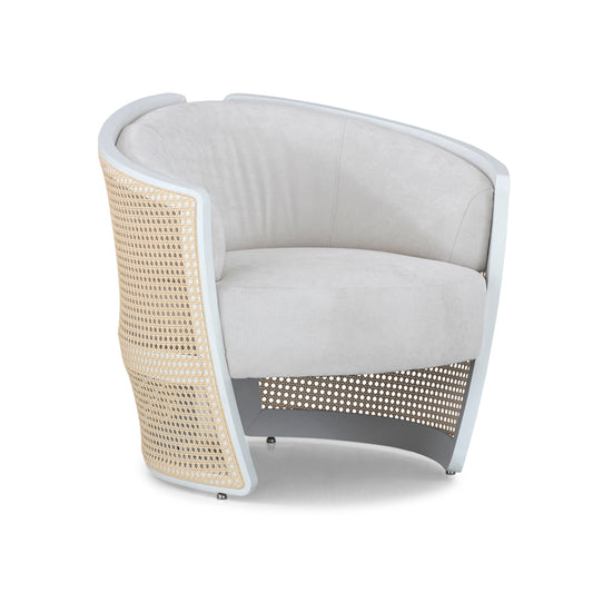 LIRIO Armchair In White and White Fabric