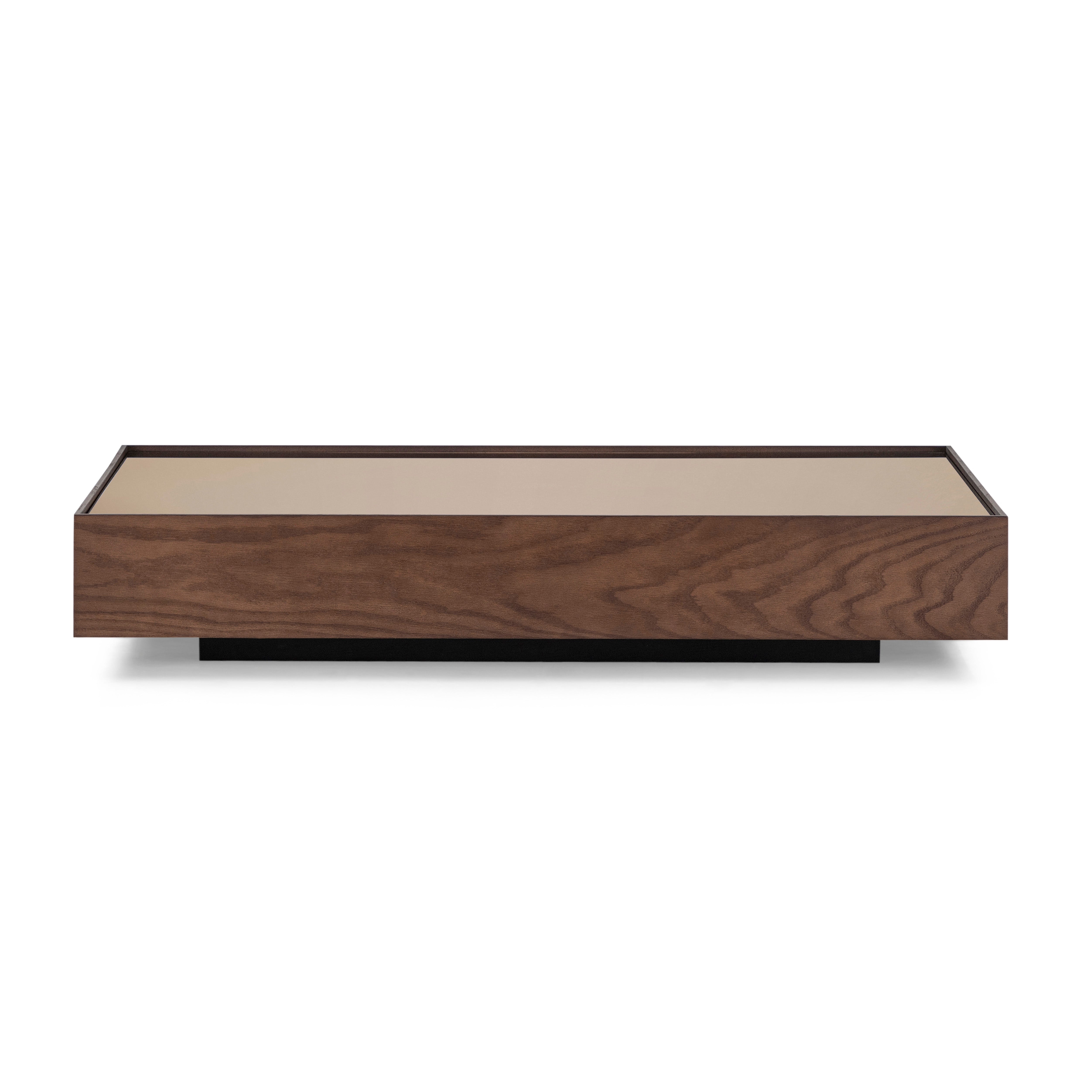 ARC Coffee Table 47" in Imbuia with Bronze Mirror