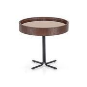 REGIA Side Table in Imbuia and Bronze Mirror 19x18"