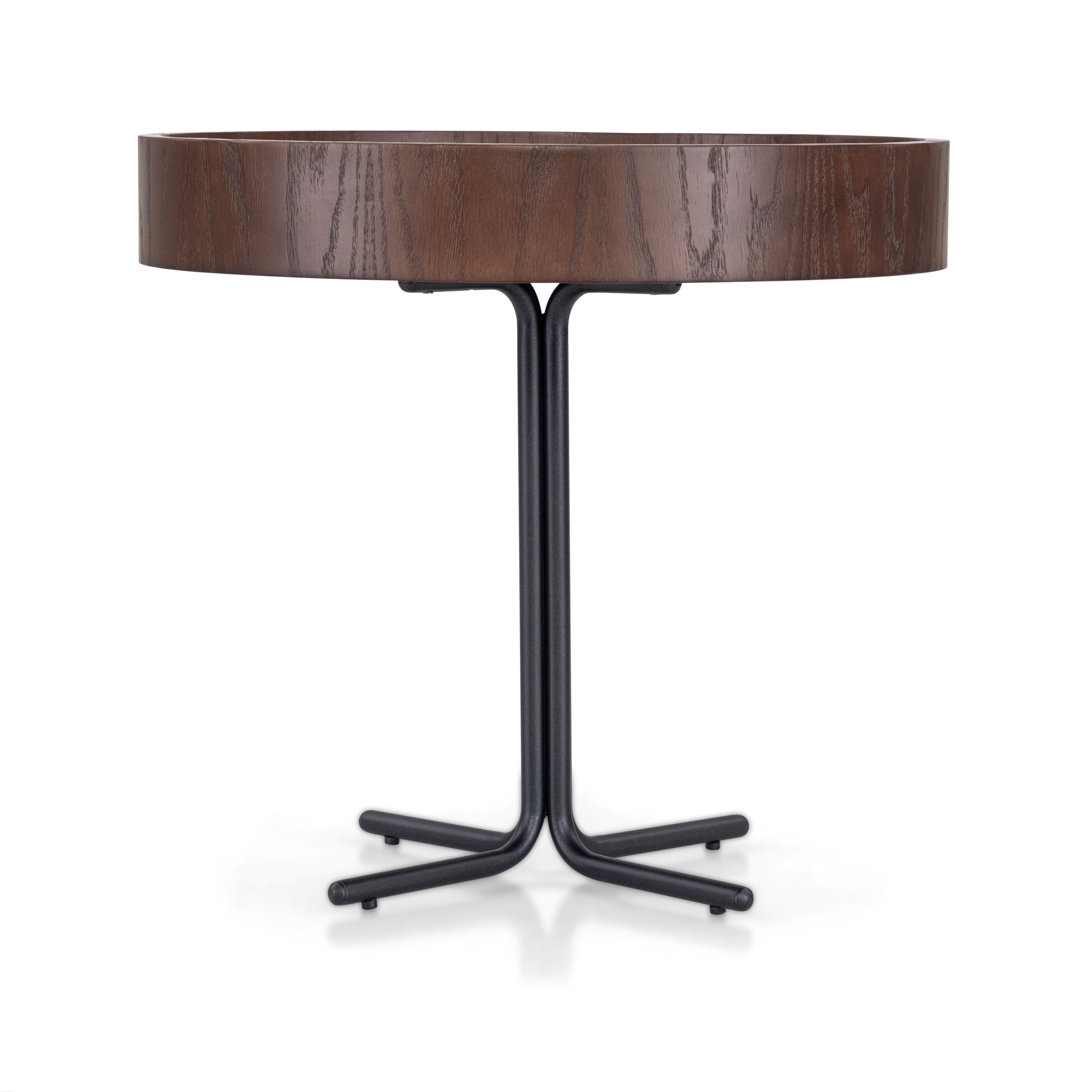 REGIA Side Table in Imbuia and Bronze Mirror 19x18"
