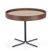 REGIA Side Table in Imbuia and Bronze Mirror 27"