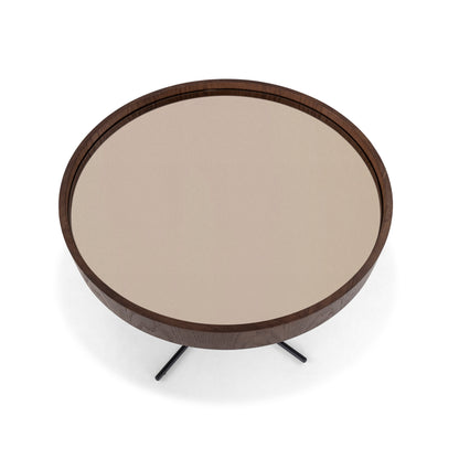 REGIA Side Table in Imbuia and Bronze Mirror 27"