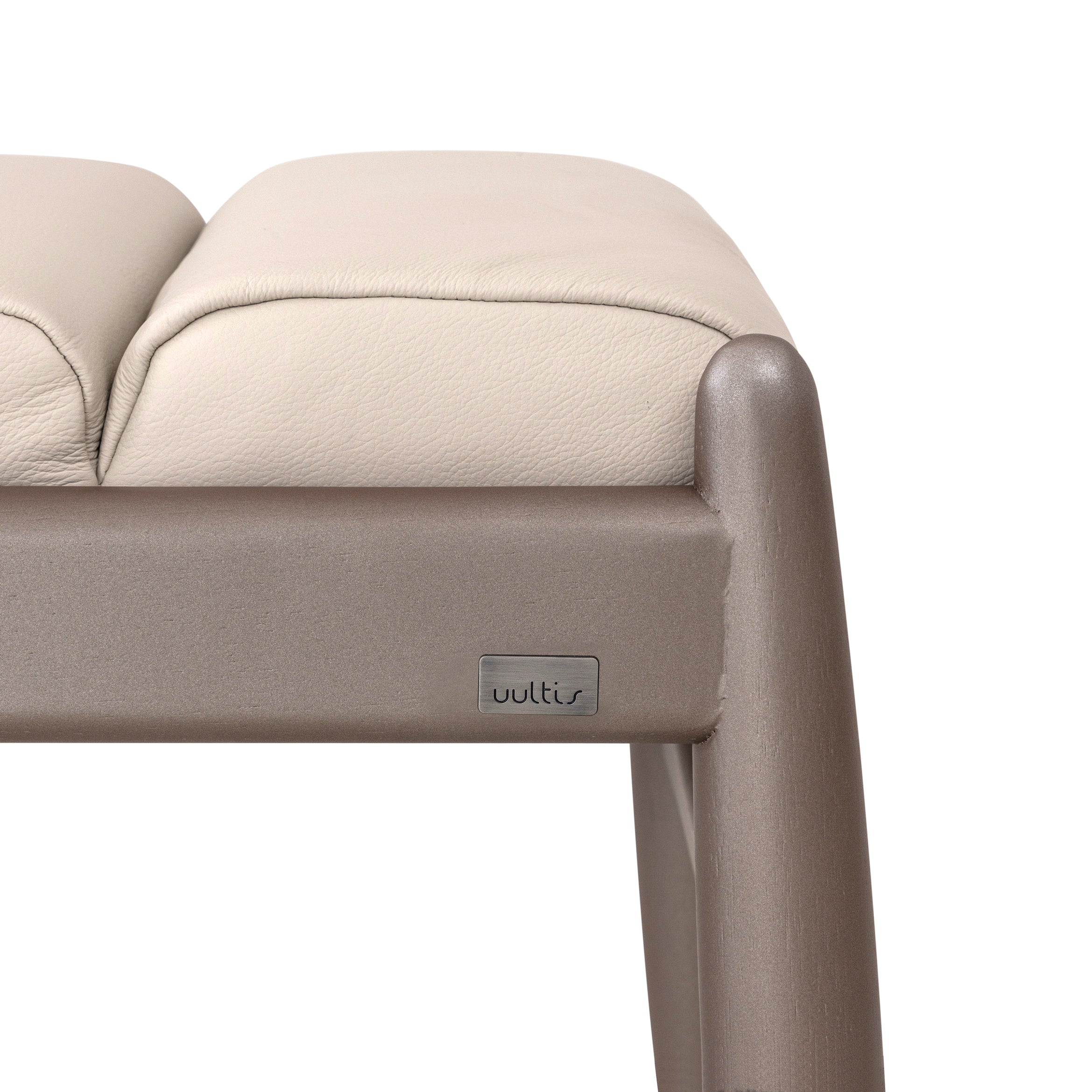 WAVE 2 Seater Bench in Chocolate and Beige Leather