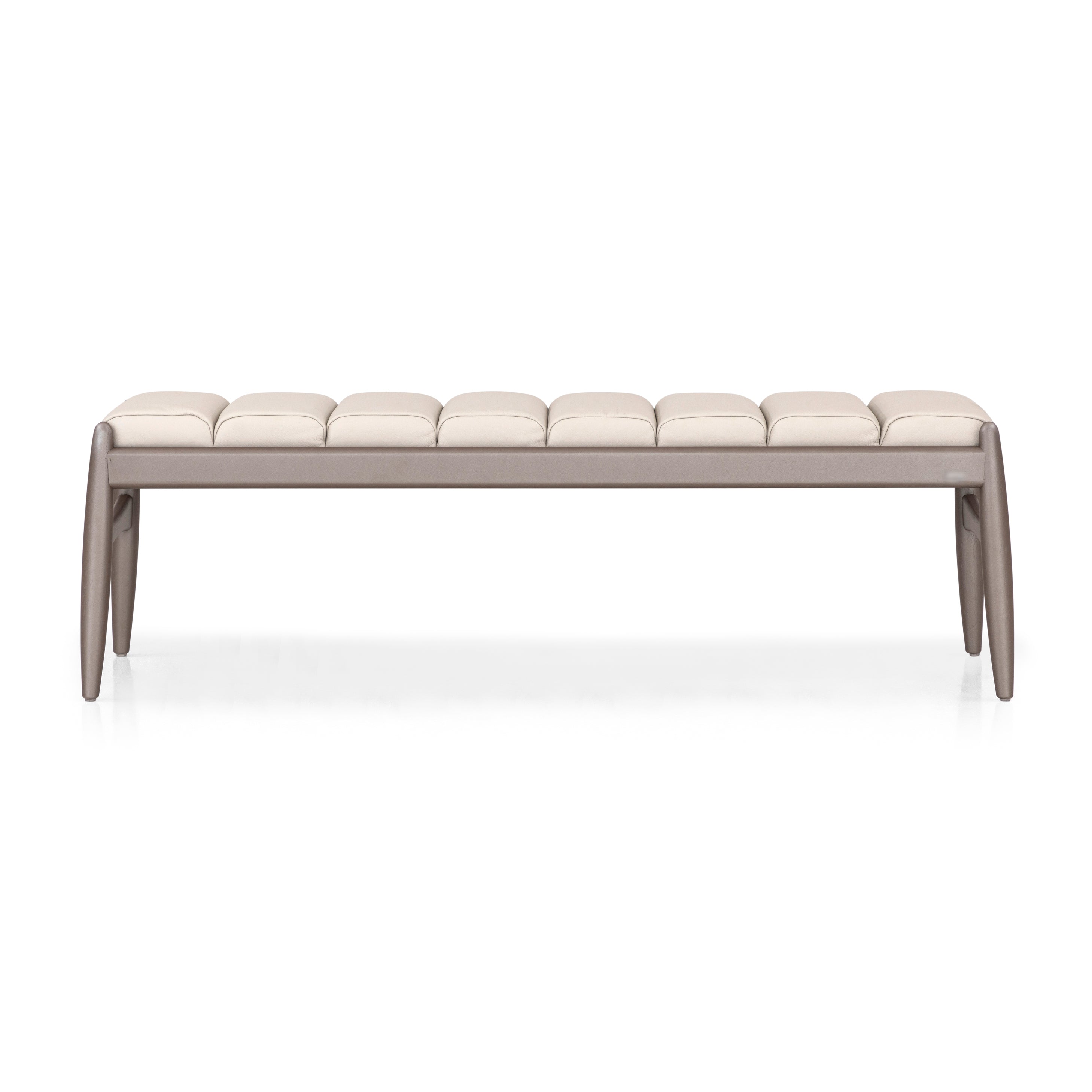 WAVE 2 Seater Bench in Chocolate and Beige Leather