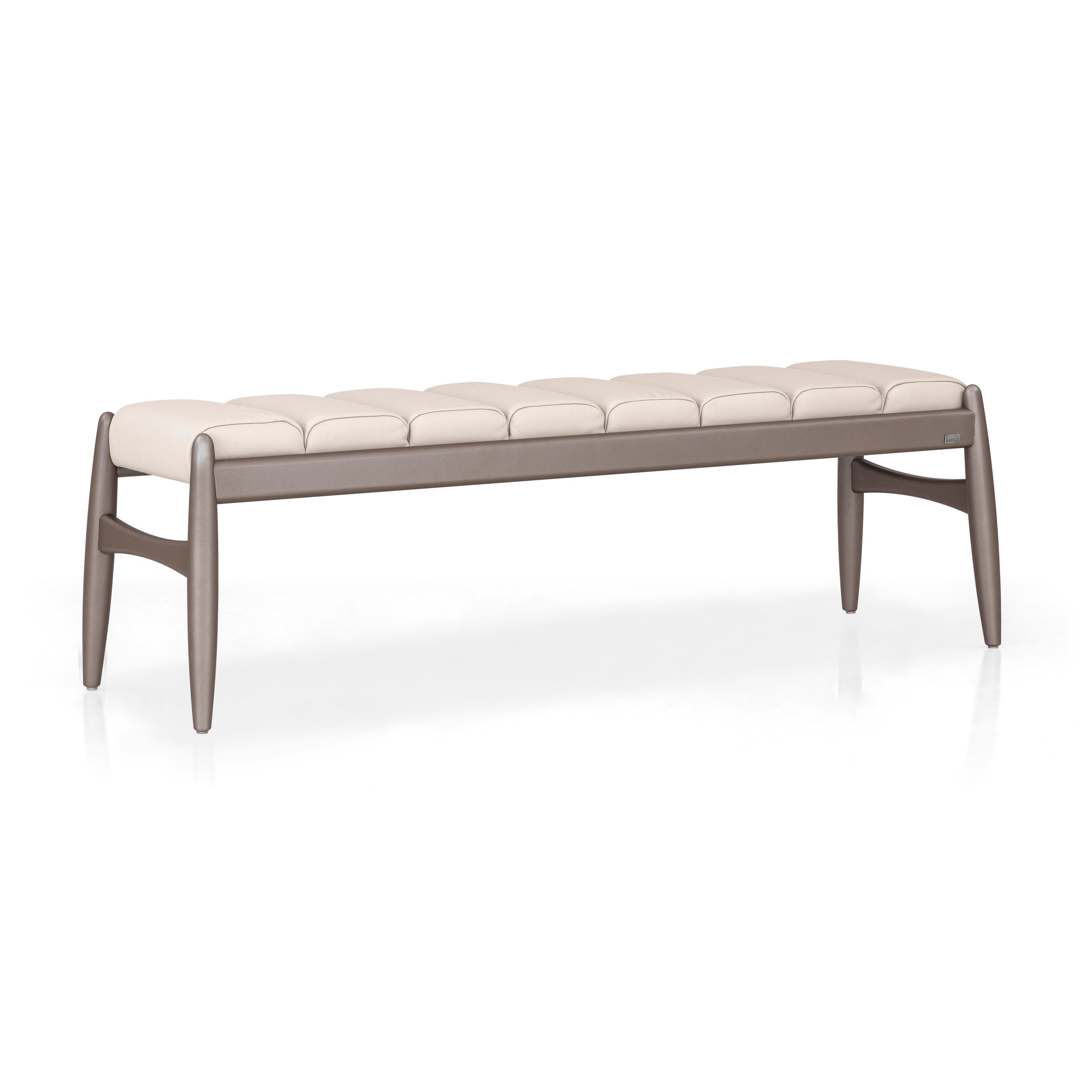 WAVE 2 Seater Bench in Chocolate and Beige Leather