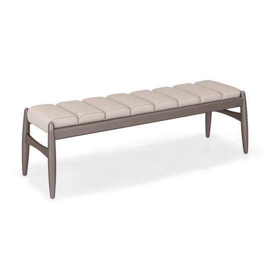 WAVE 2 Seater Bench in Chocolate and Beige Leather