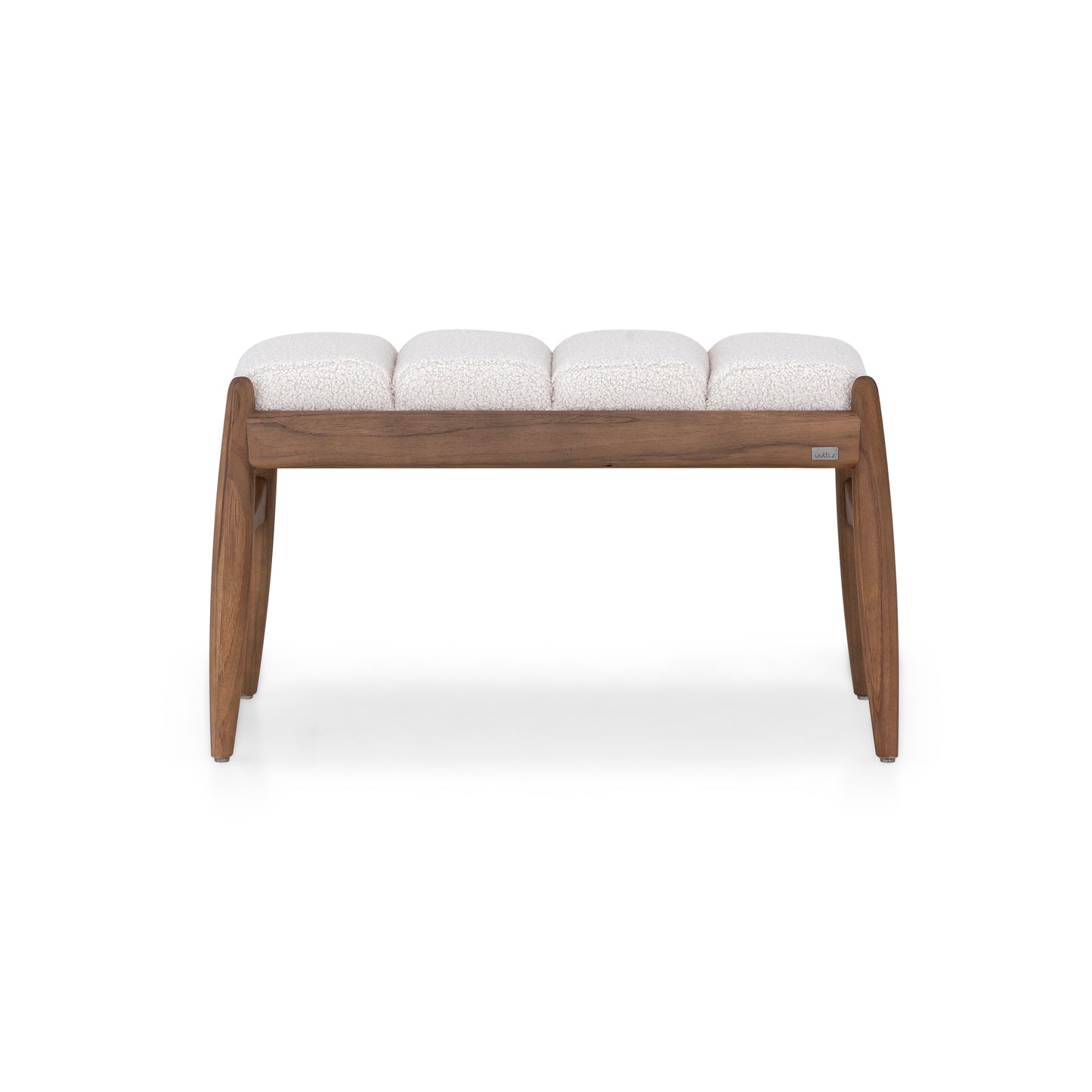 WAVE Single Seat Bench in Walnut and Off-White fabric