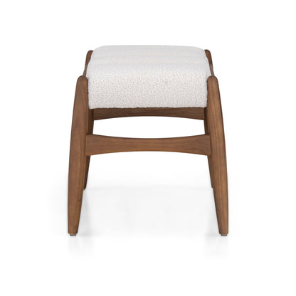 WAVE Single Seat Bench in Walnut and Off-White fabric