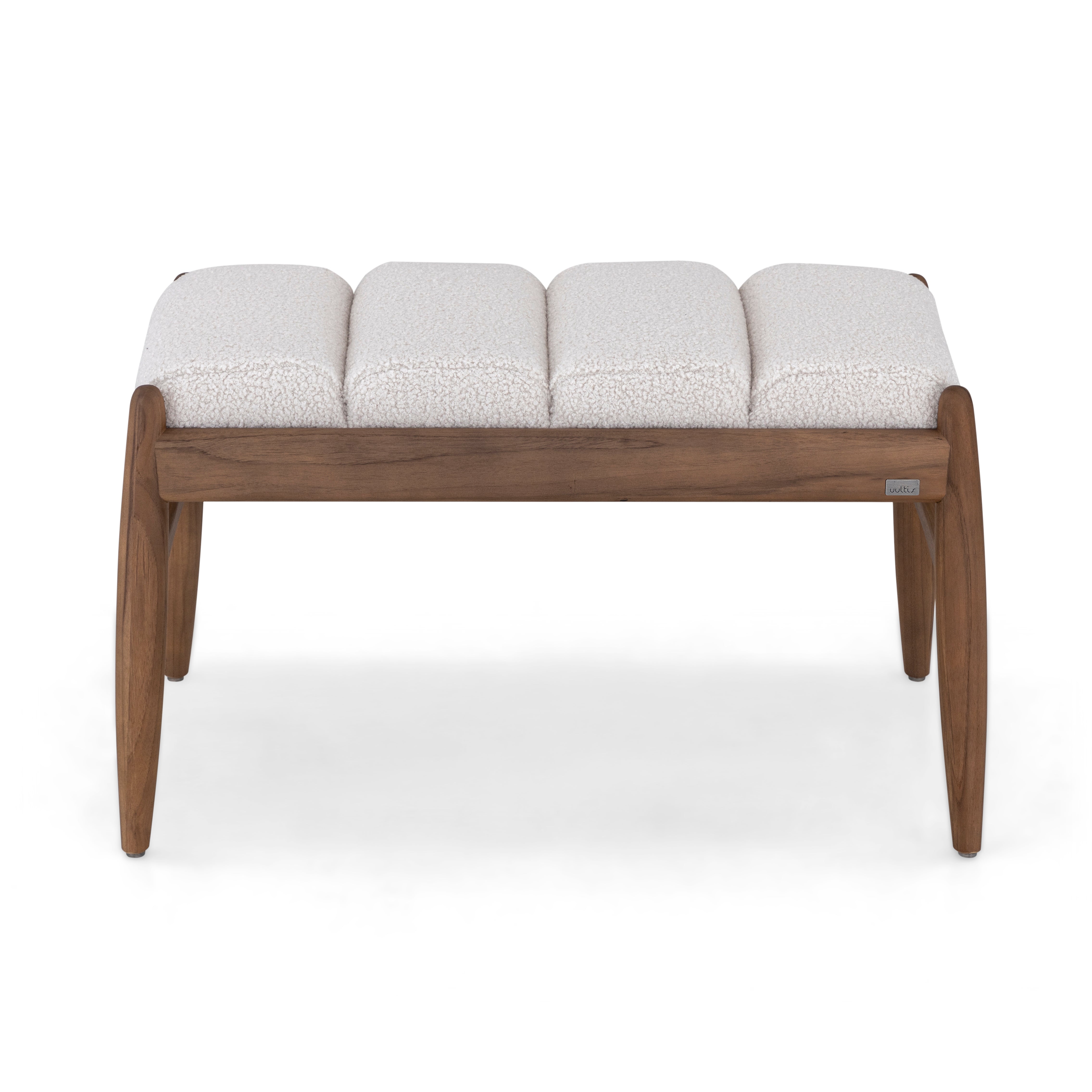 WAVE Single Seat Bench in Walnut and Off-White fabric