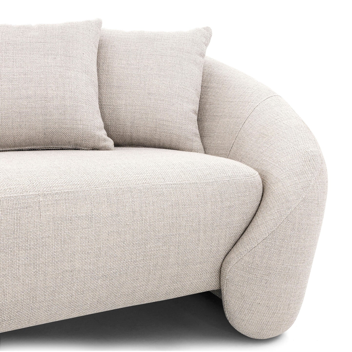 BOWED 3 Seats Sofa in Light Gray fabric