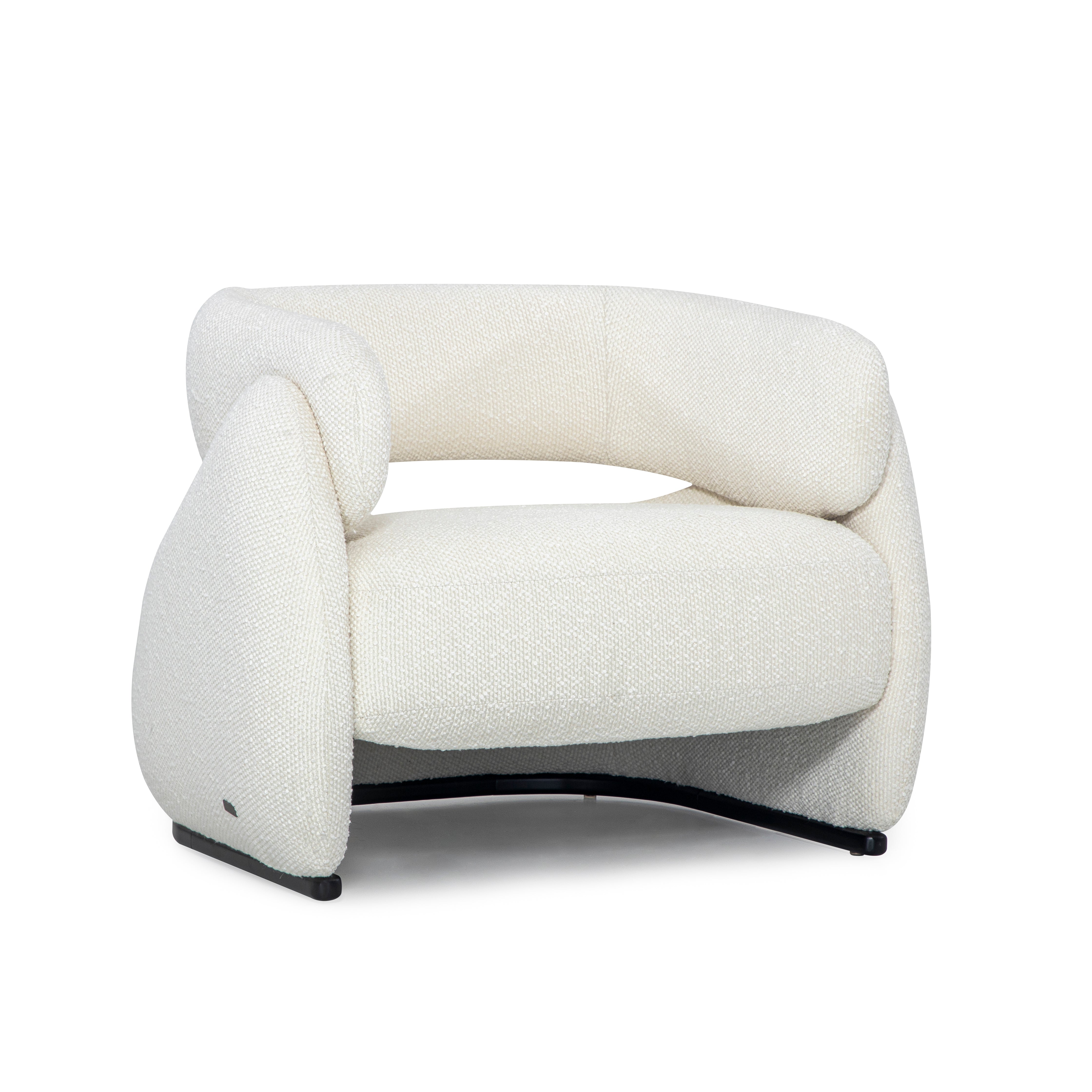 MARE Armchair in Black and White Boucle Fabric