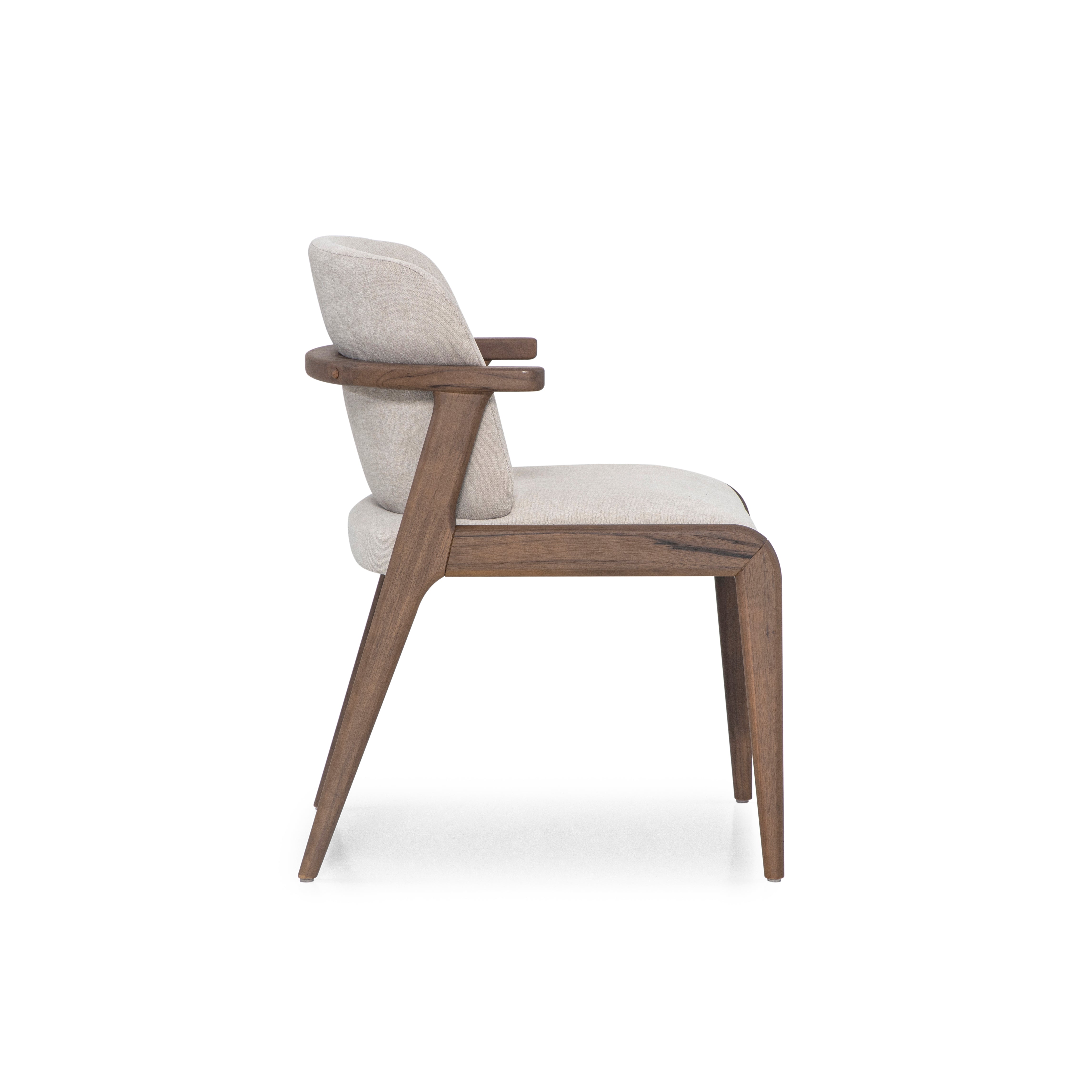 NOWE Dining Chair in Walnut and Beige Fabric – Uultis Contemporary