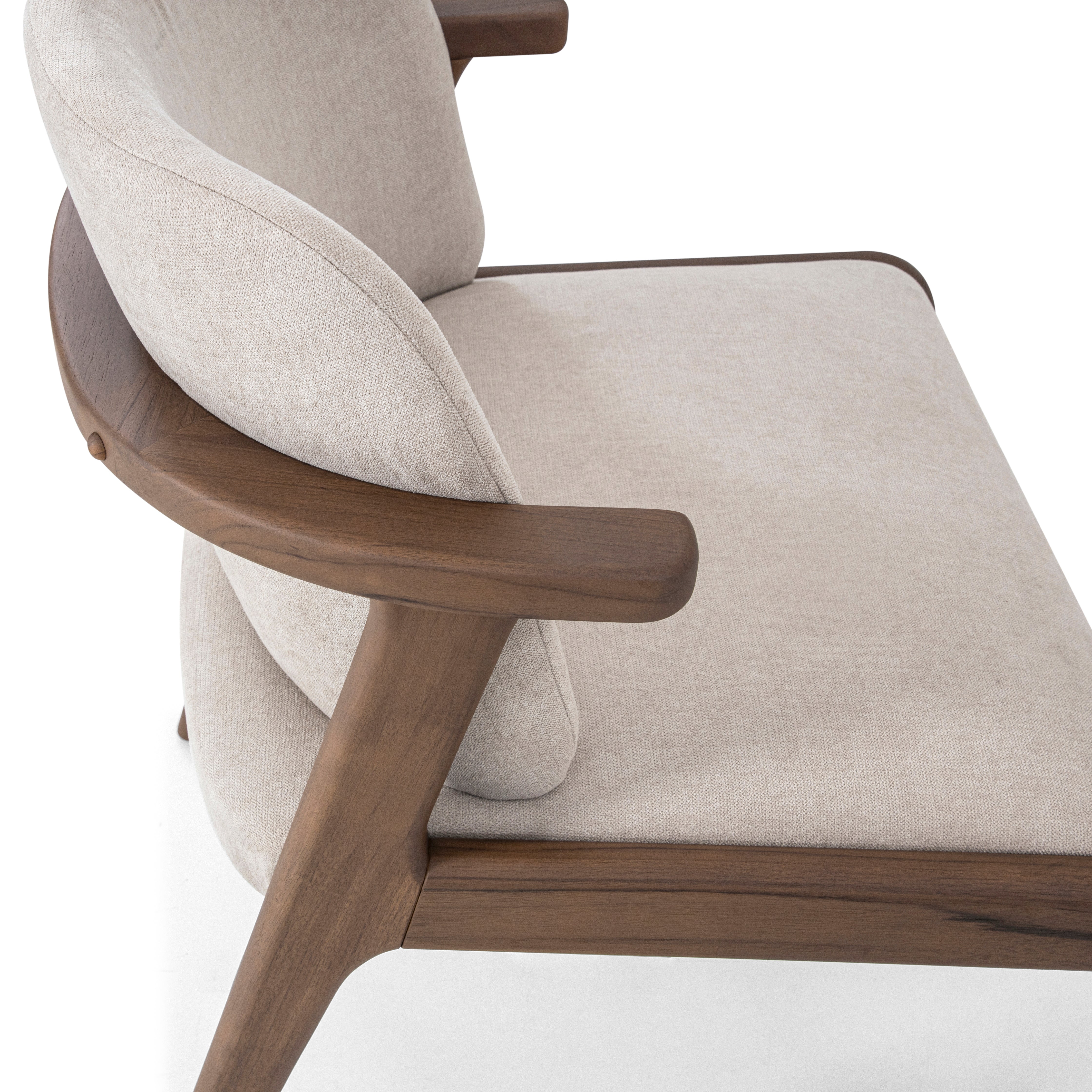 NOWE Dining Chair in Walnut and Beige Fabric – Uultis Contemporary