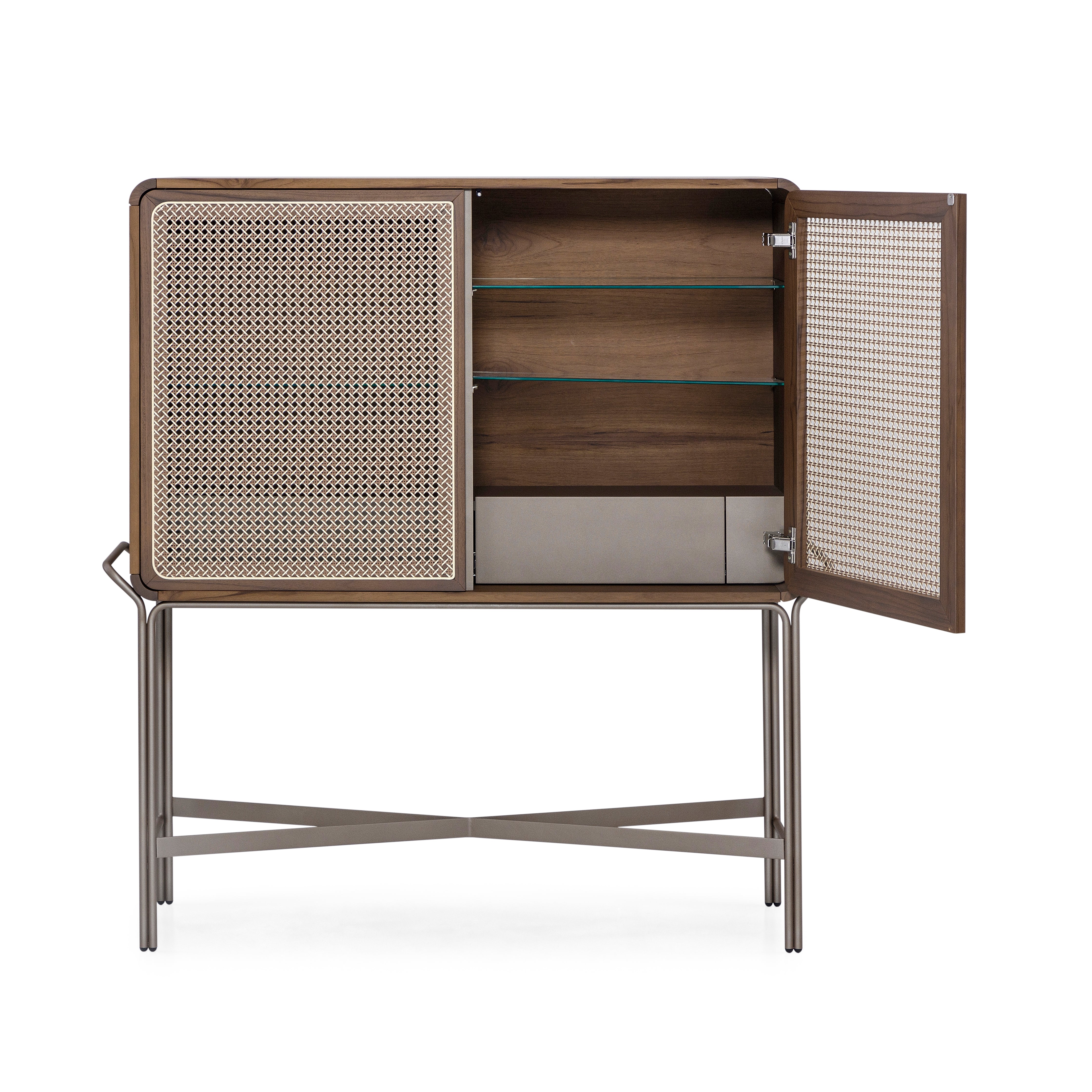 TUPA Sideboard in Walnut and Chocolate with Mixed Light Cane
