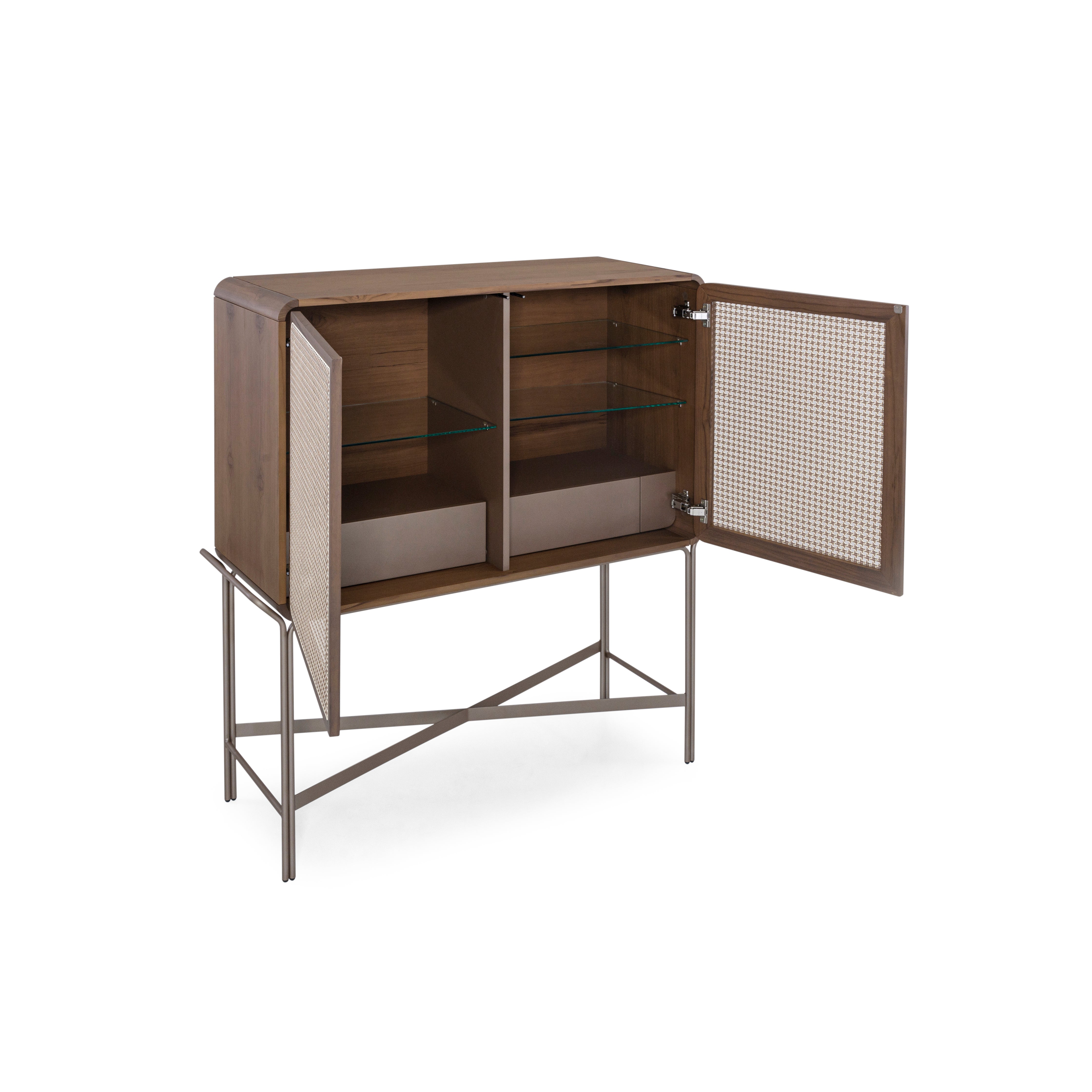 TUPA Sideboard in Walnut and Chocolate with Mixed Light Cane