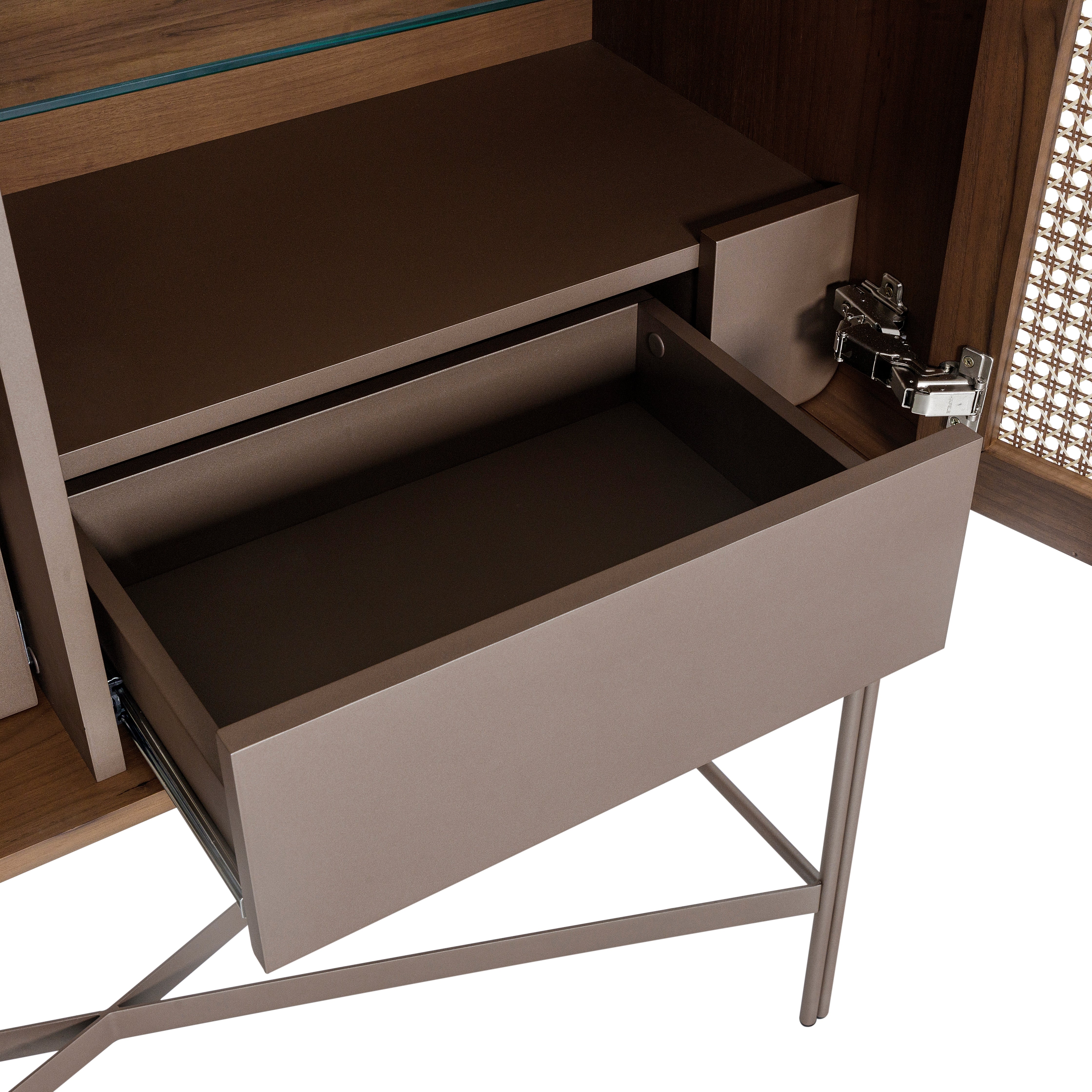 TUPA Sideboard in Walnut and Chocolate with Mixed Light Cane