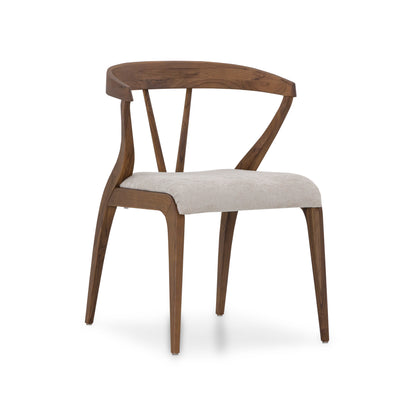 MAT Dining Chair in Walnut and Beige fabric