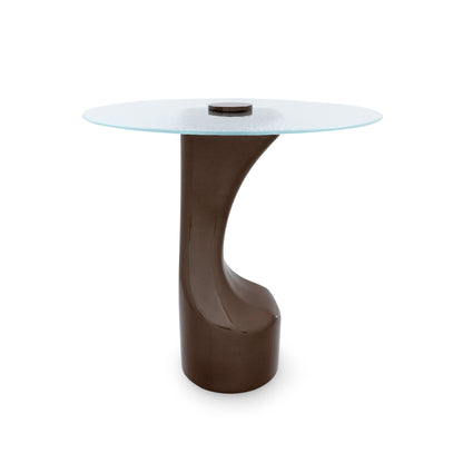 NORONHA Side Table 22" Chocolate and Transparent Glass