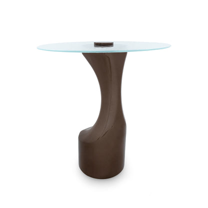 NORONHA Side Table 22" Chocolate and Transparent Glass