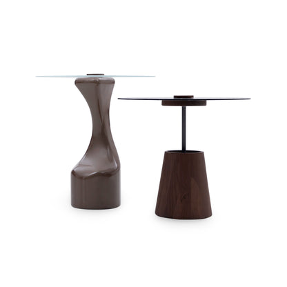 NORONHA Side Table 22" Chocolate and Transparent Glass