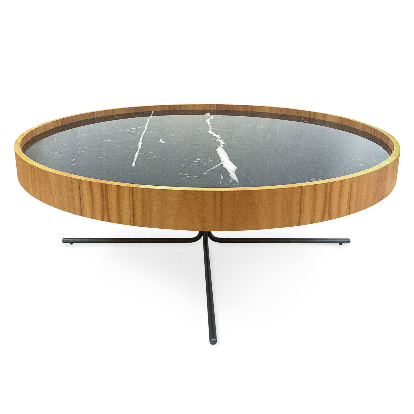 REGIA Coffee Table in Teak and Graphite with Black Nero Glass 39"