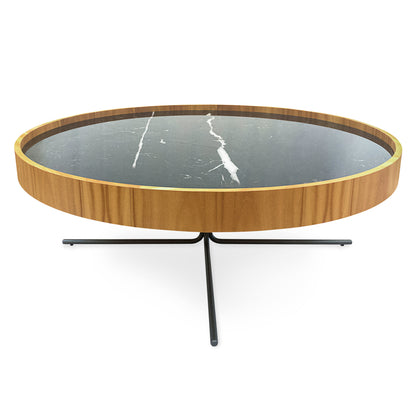 REGIA Coffee Table in Teak and Graphite with Black Nero Glass 39"