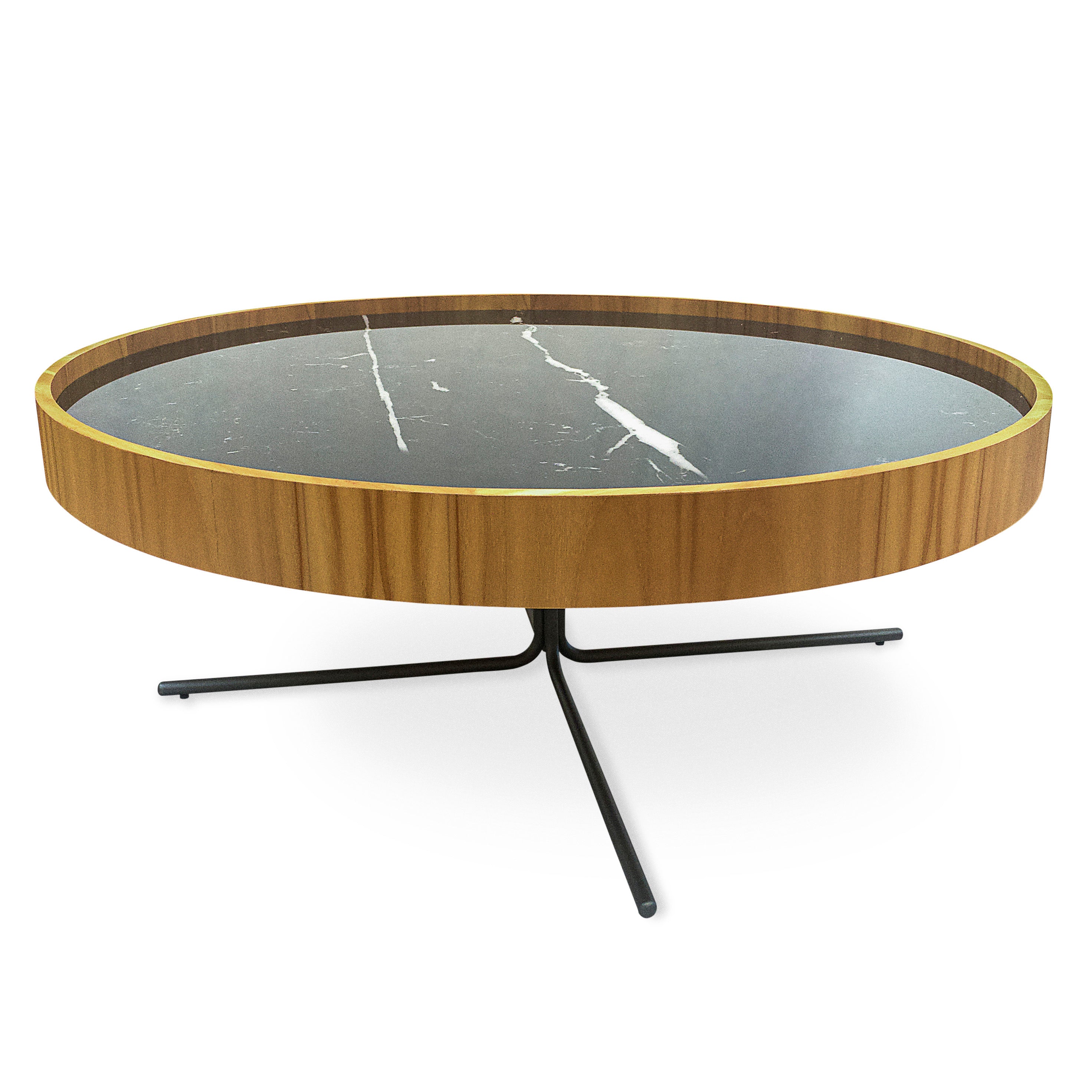 REGIA Coffee Table in Teak and Graphite with Black Nero Glass 39"