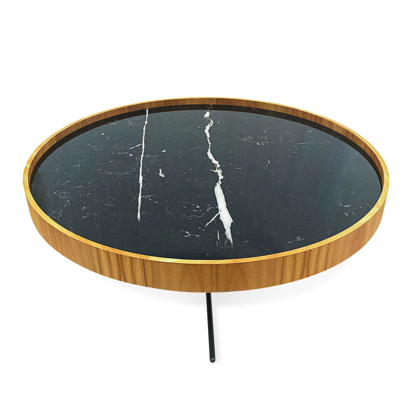 REGIA Coffee Table in Teak and Graphite with Black Nero Glass 39"