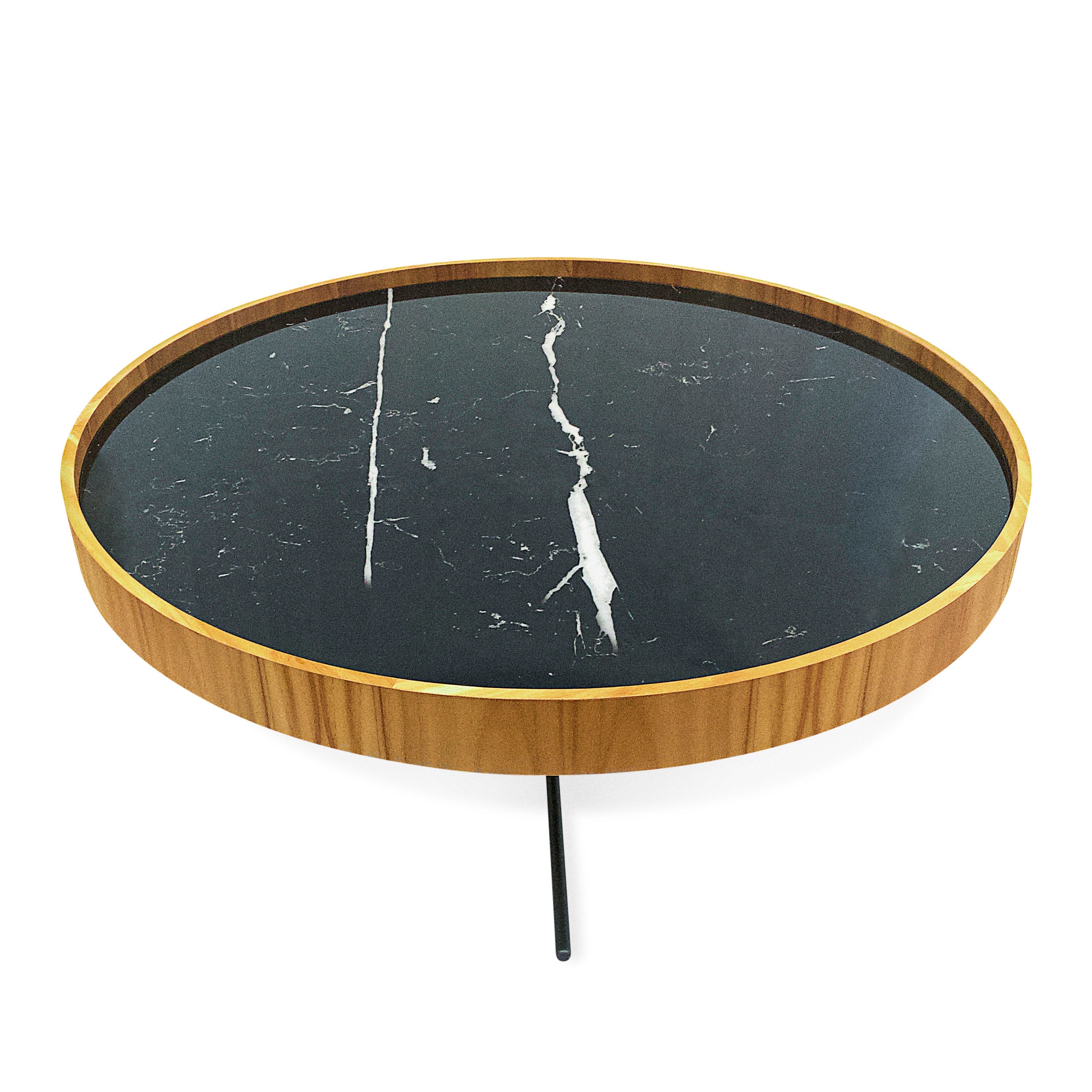 REGIA Coffee Table in Teak and Graphite with Black Nero Glass 39"