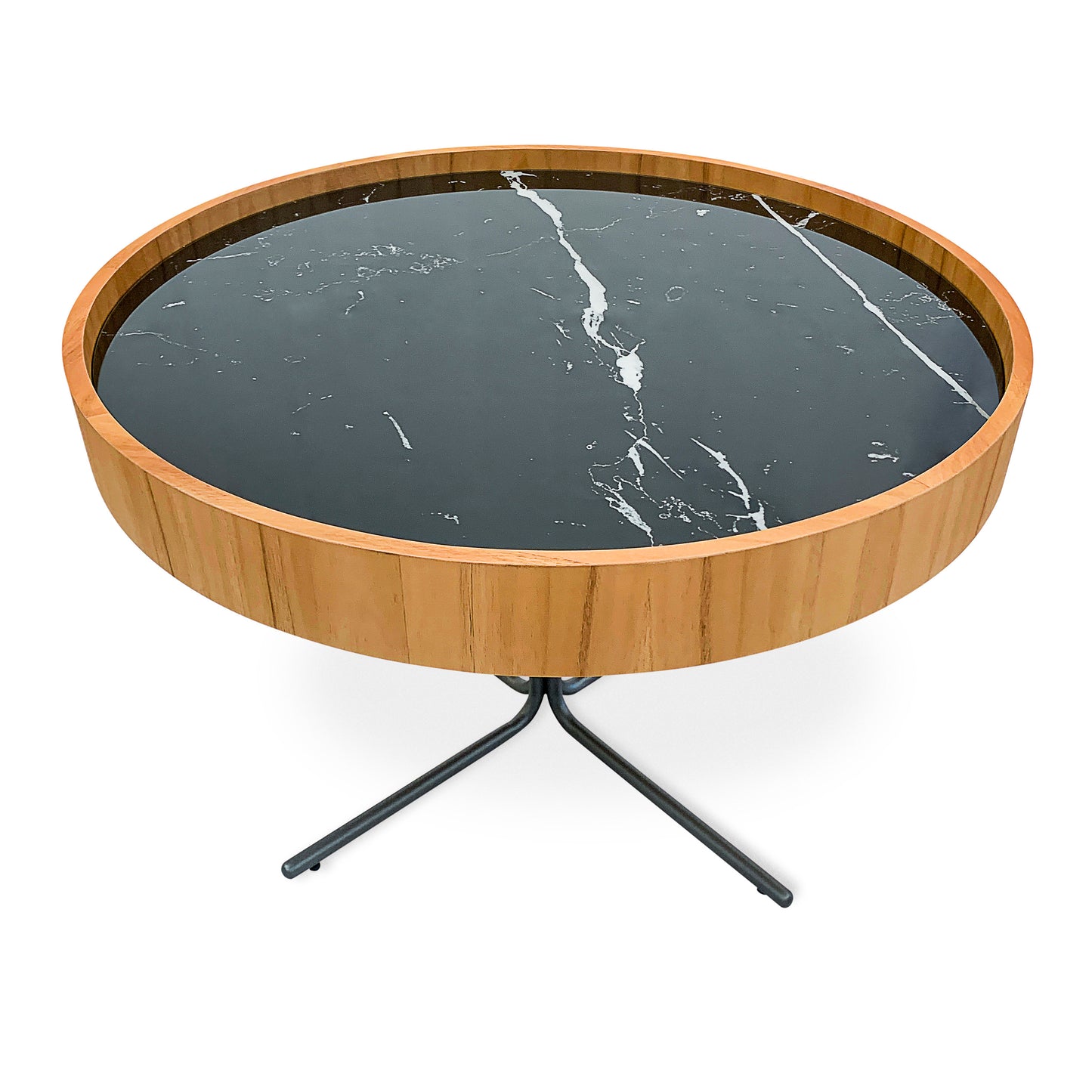 REGIA Coffee Table in Teak and Graphite with Black Nero Glass 27"
