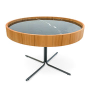 REGIA Coffee Table in Teak and Graphite with Black Nero Glass 27"