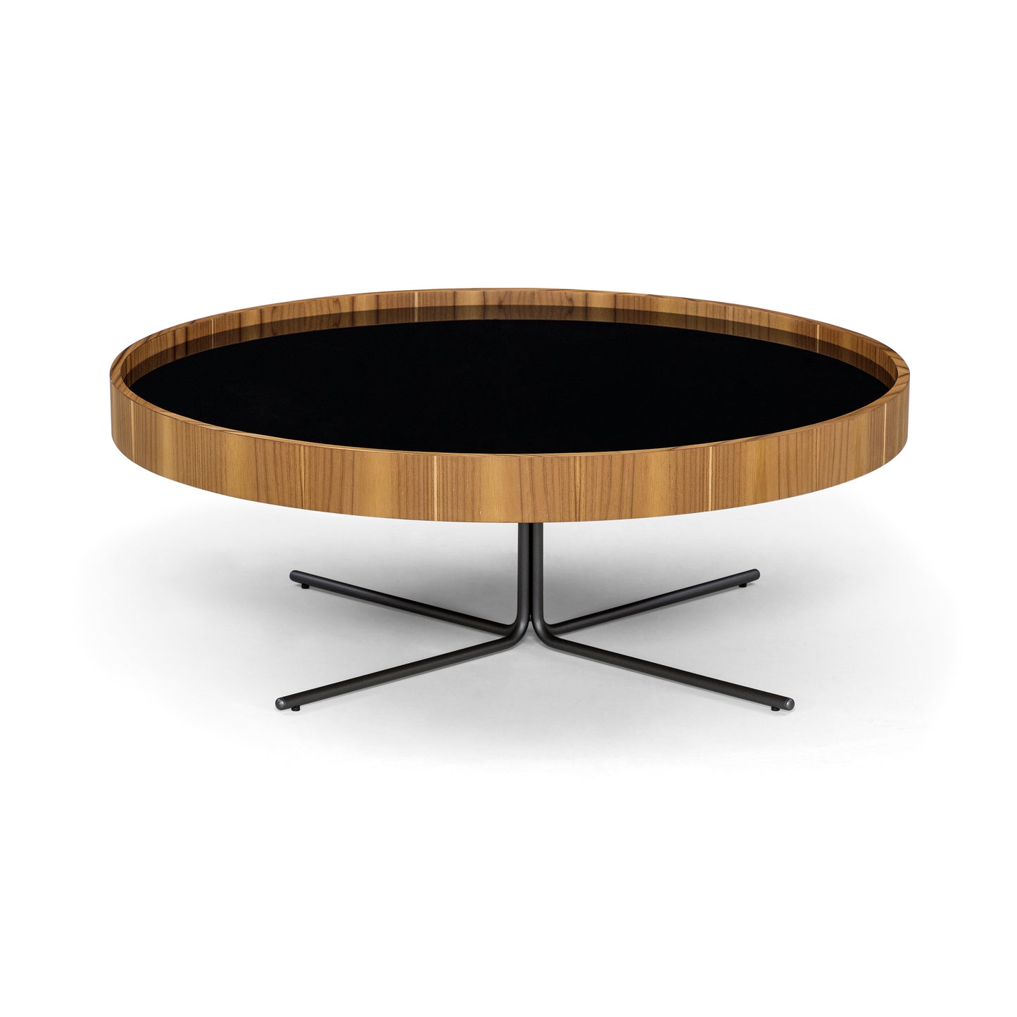 REGIA Coffee Table in Teak and Graphite with Black glass 39"