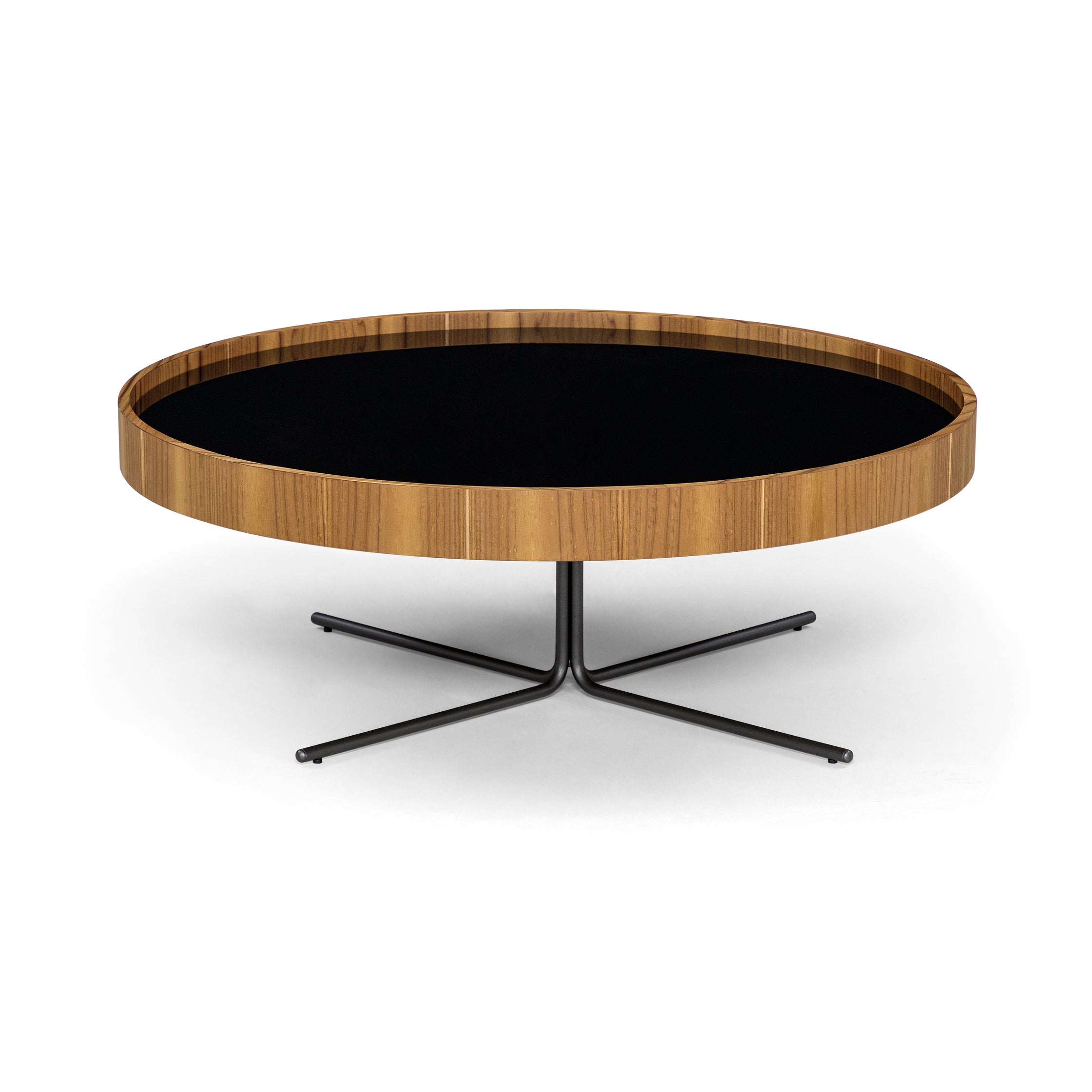 REGIA Coffee Table in Teak and Graphite with Black glass 39"