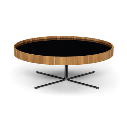 REGIA Coffee Table in Teak and Graphite with Black glass 39"