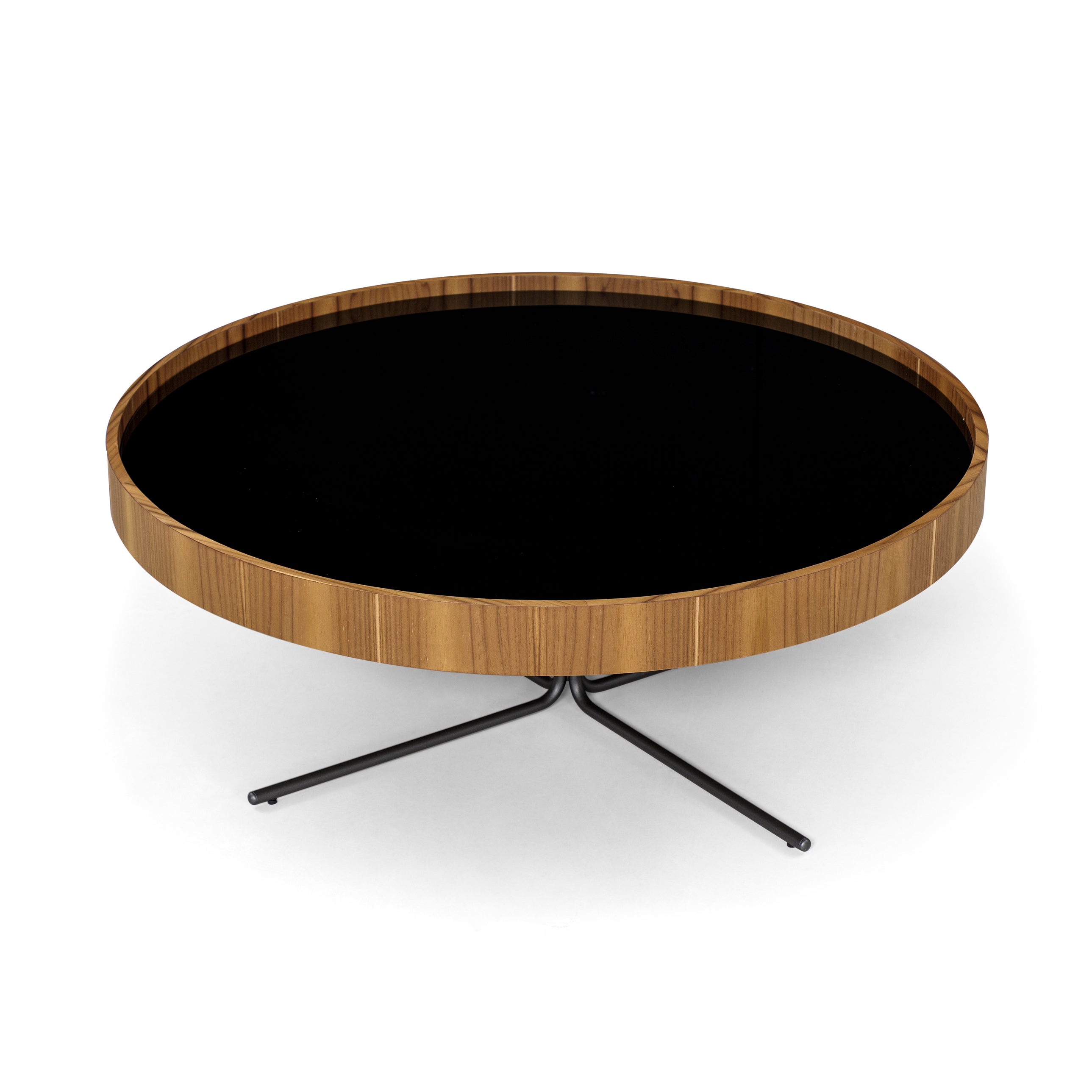 REGIA Coffee Table in Teak and Graphite with Black glass 39"