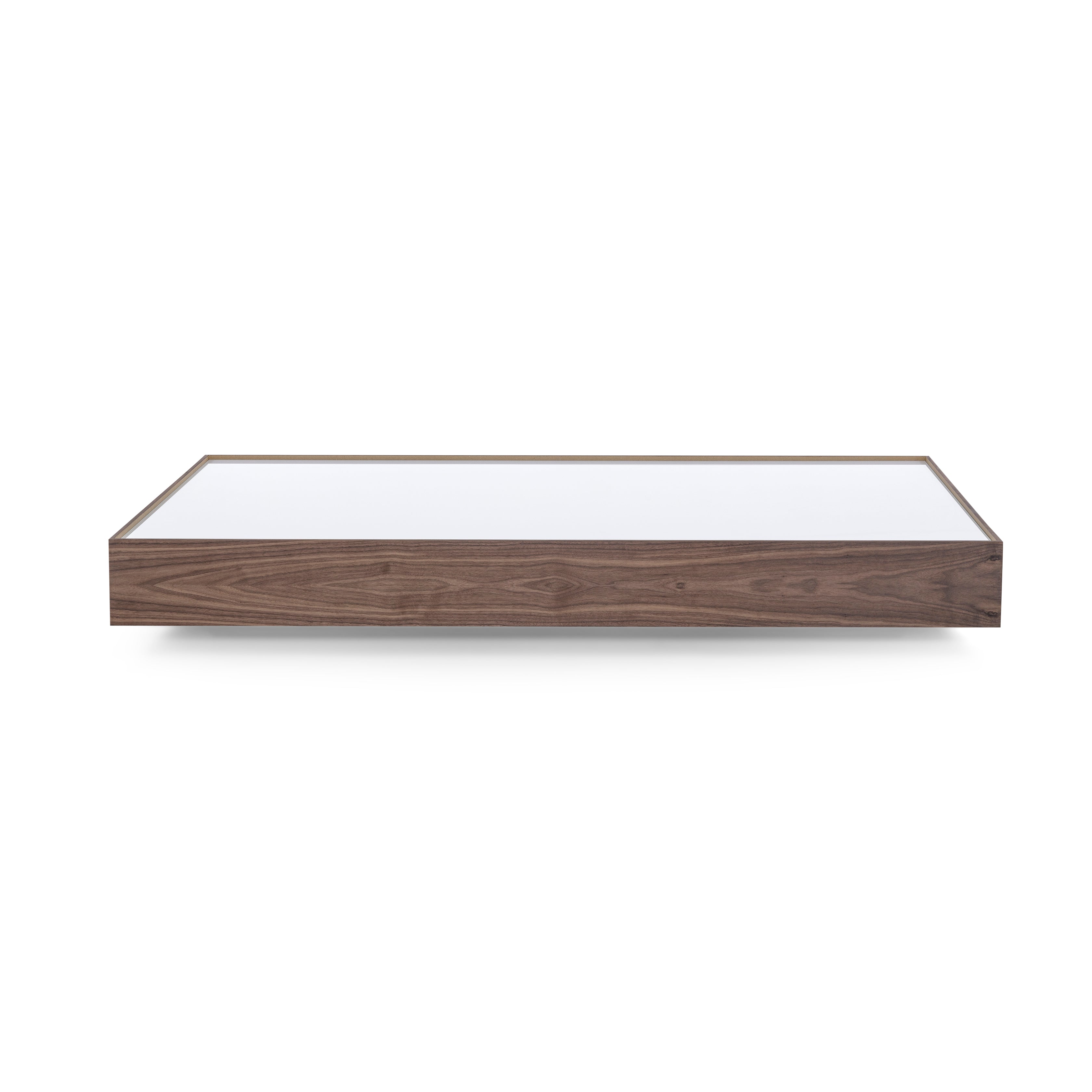ARC Coffee Table 63" in Walnut with White Glass