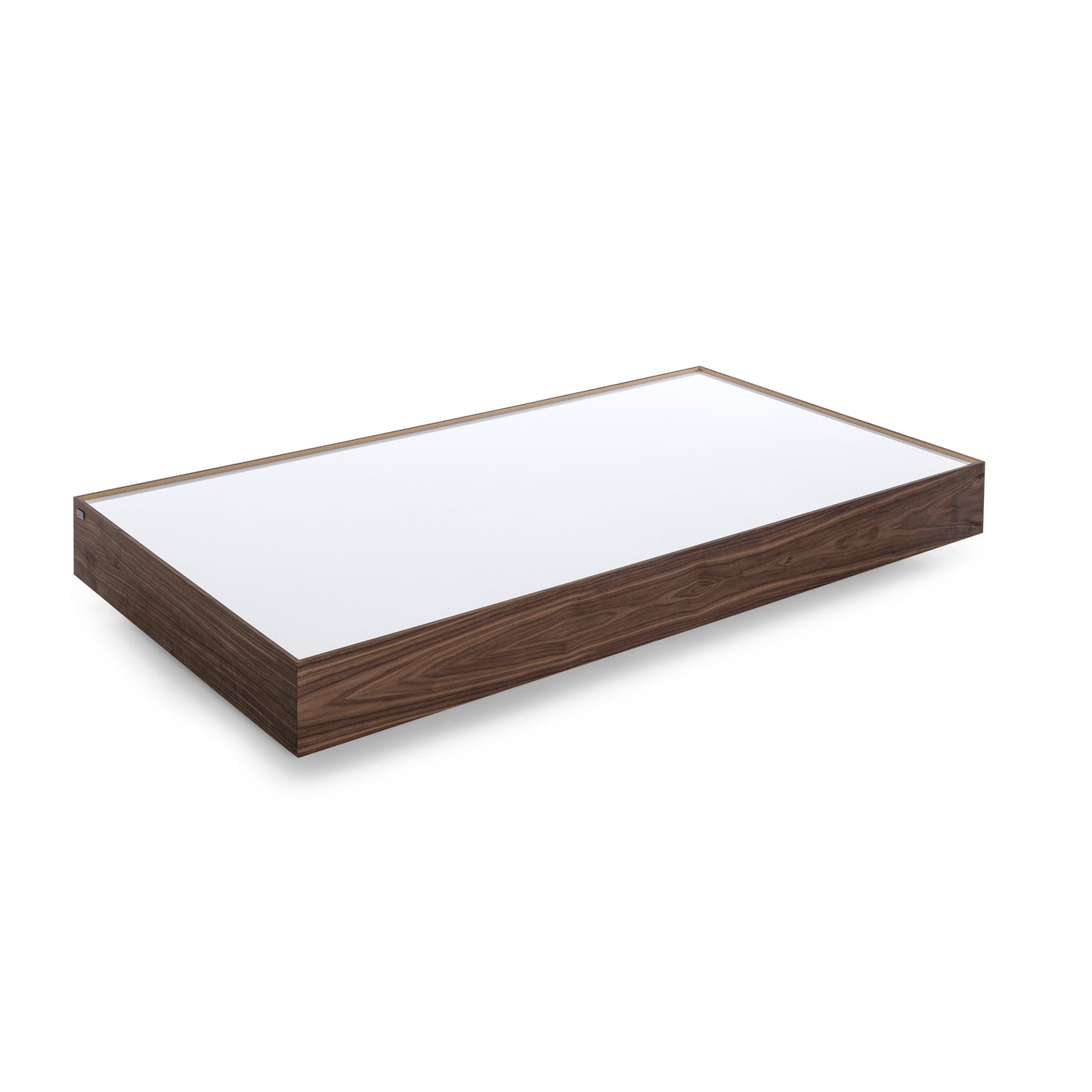 ARC Coffee Table 63" in Walnut with White Glass