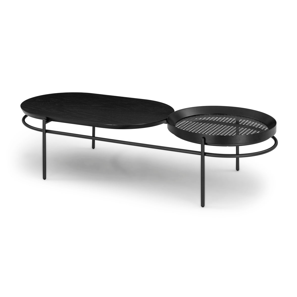 KORA Coffee Table in Black Oak with Black Frame and Black Cane