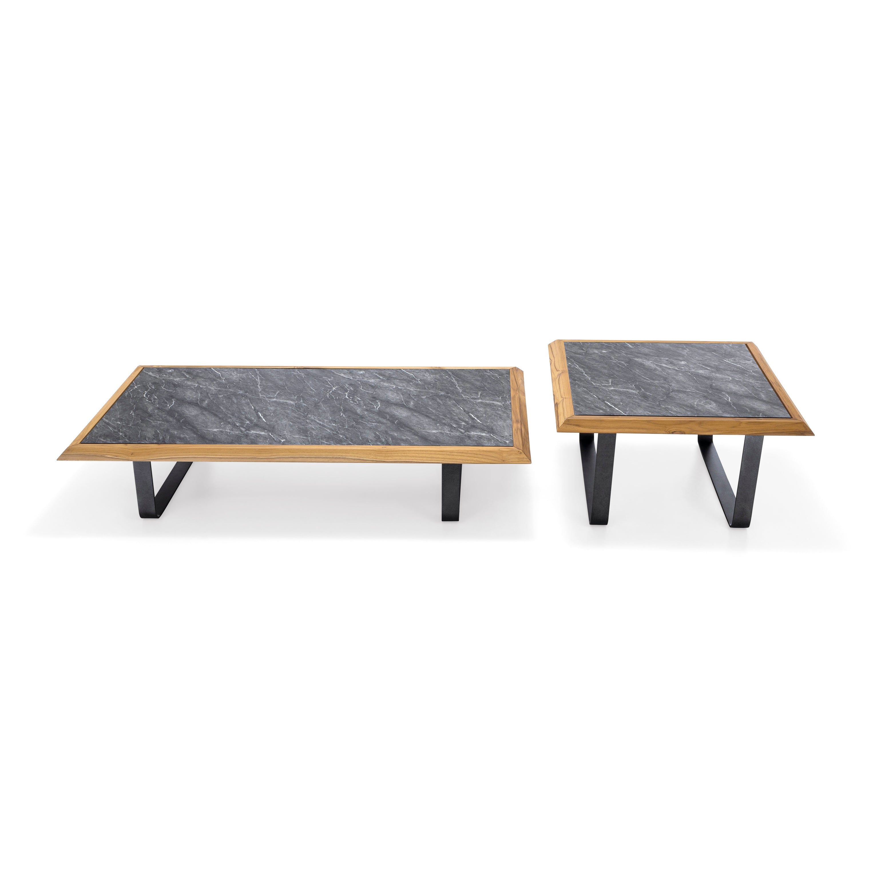ITA Outdoor End Table in Chocolate and White Carrara Laminate