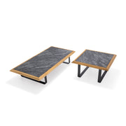 ITA Outdoor End Table in Chocolate and White Carrara Laminate